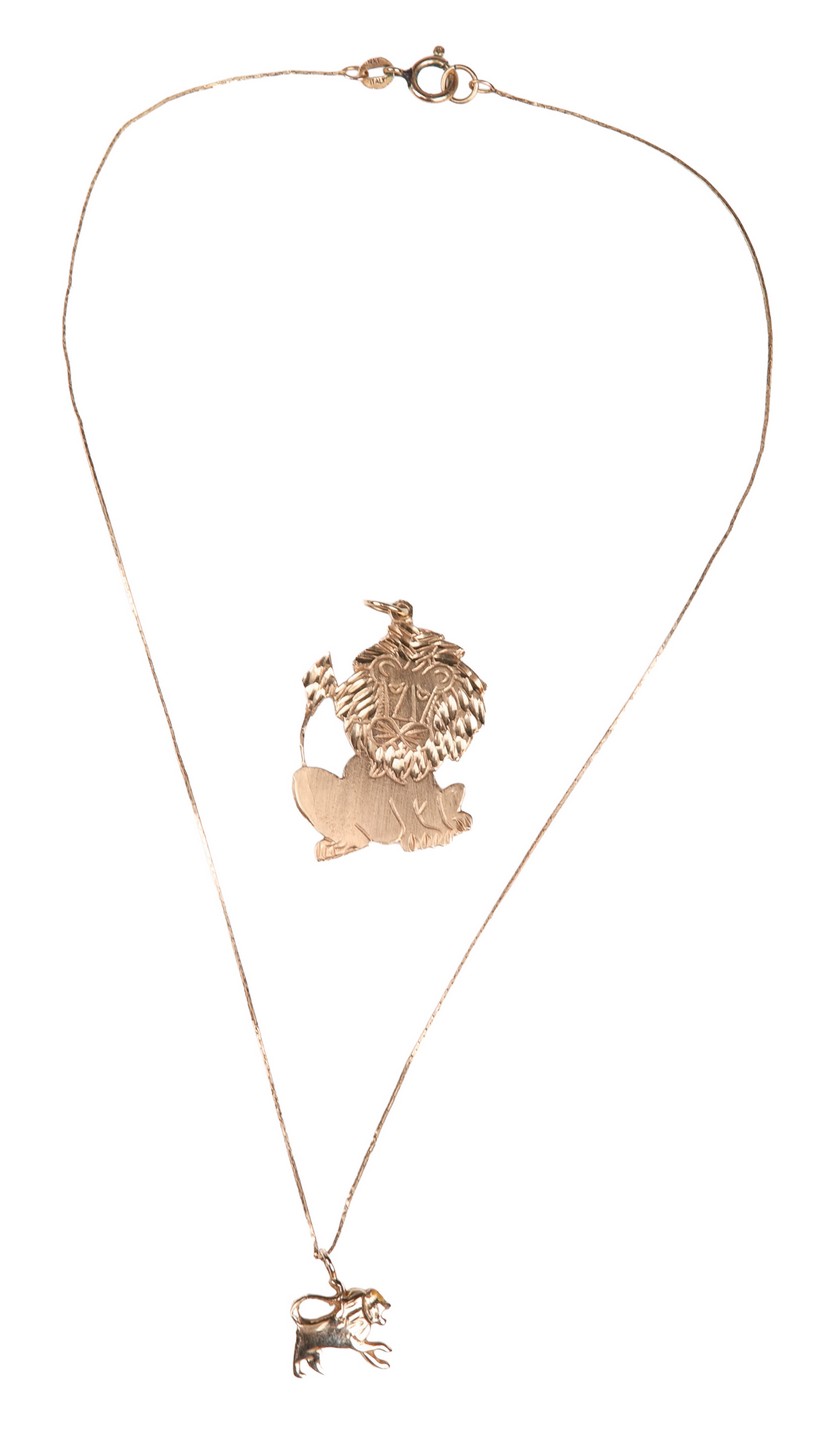 14K Lion charms and necklace to