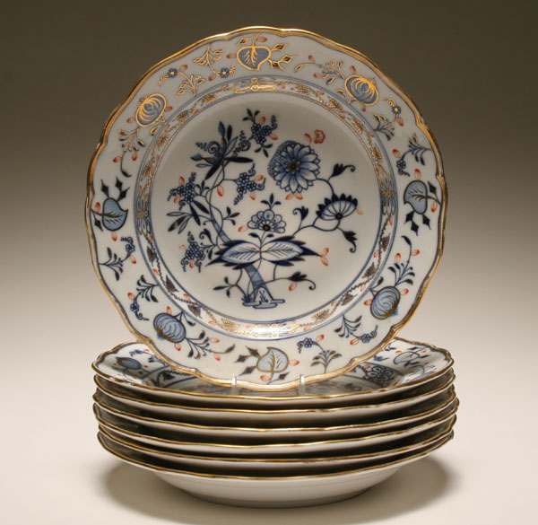 Seven Meissen "Rich Blue Onion"