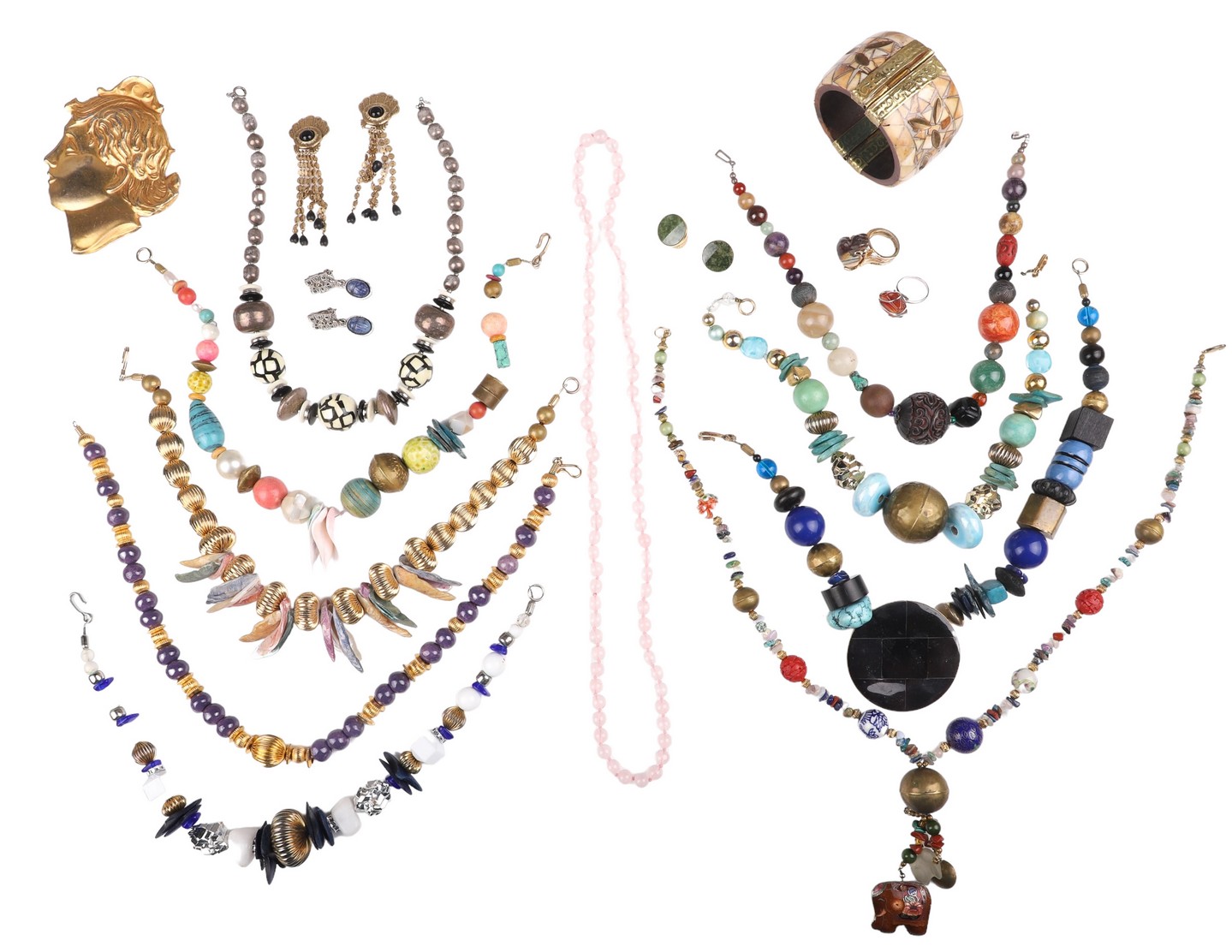 Eclectic costume jewelry grouping to