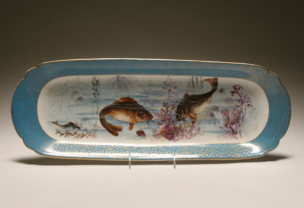 Limoges hand painted fish platter; two