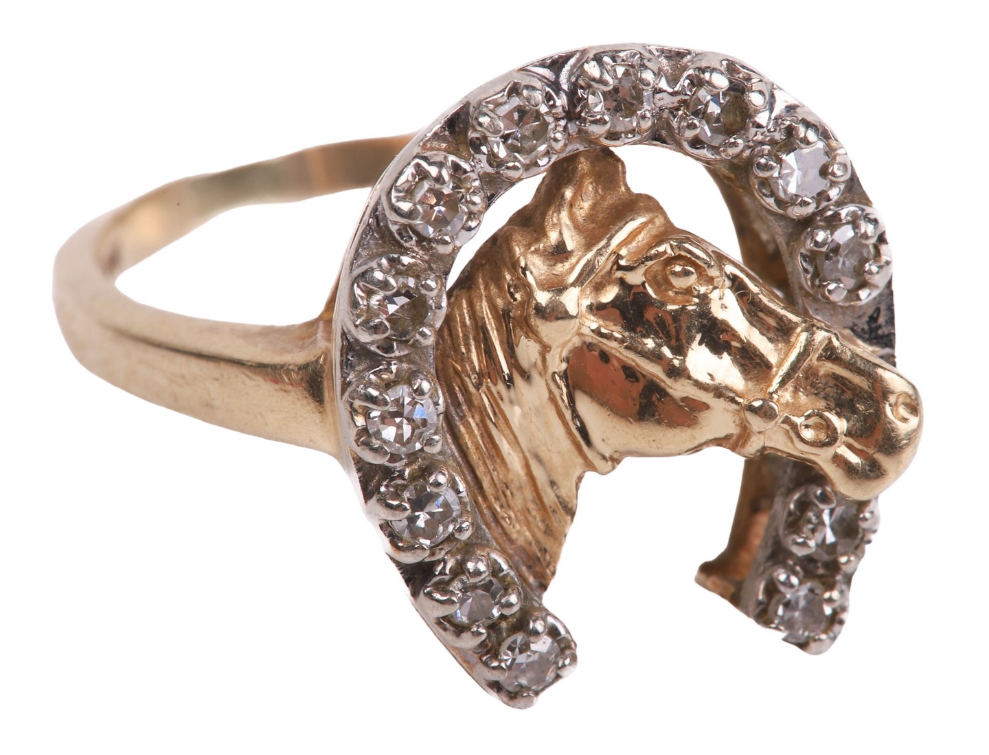 14K Diamond horseshoe ring horse 317dcb