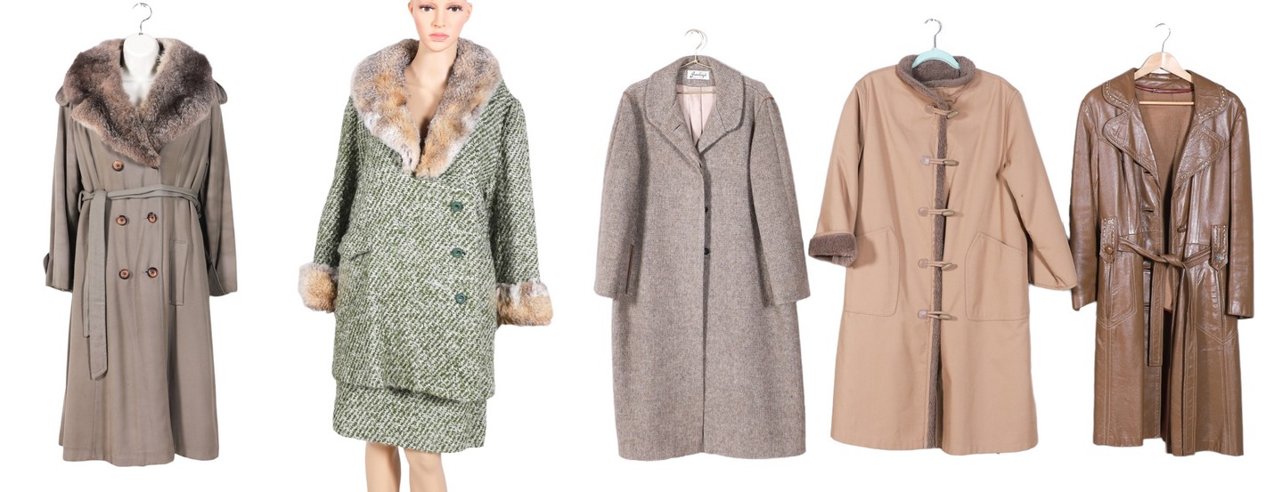 Fur collar trench jackets and ensemble