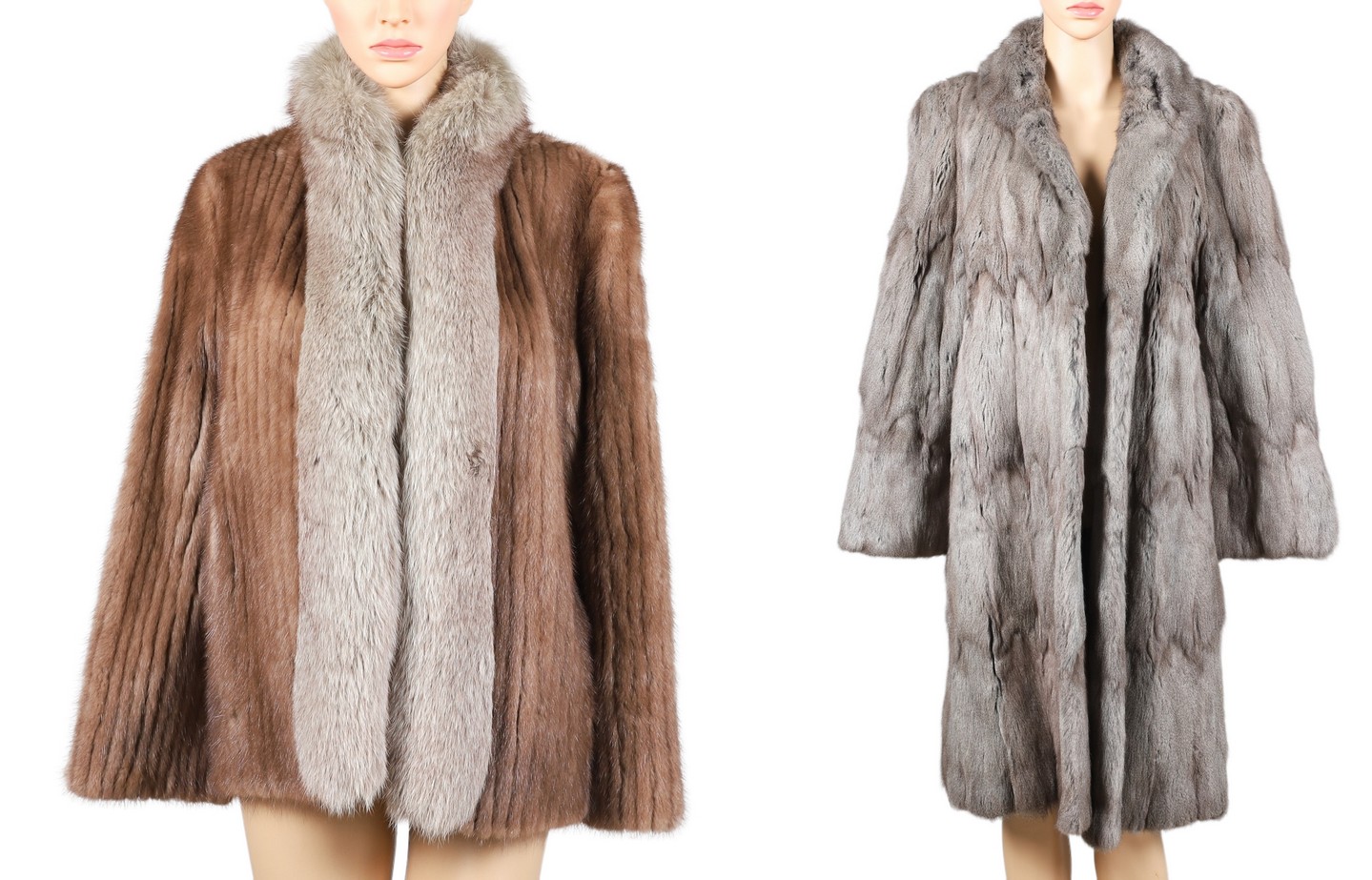 Vintage mink and grey fur coat,