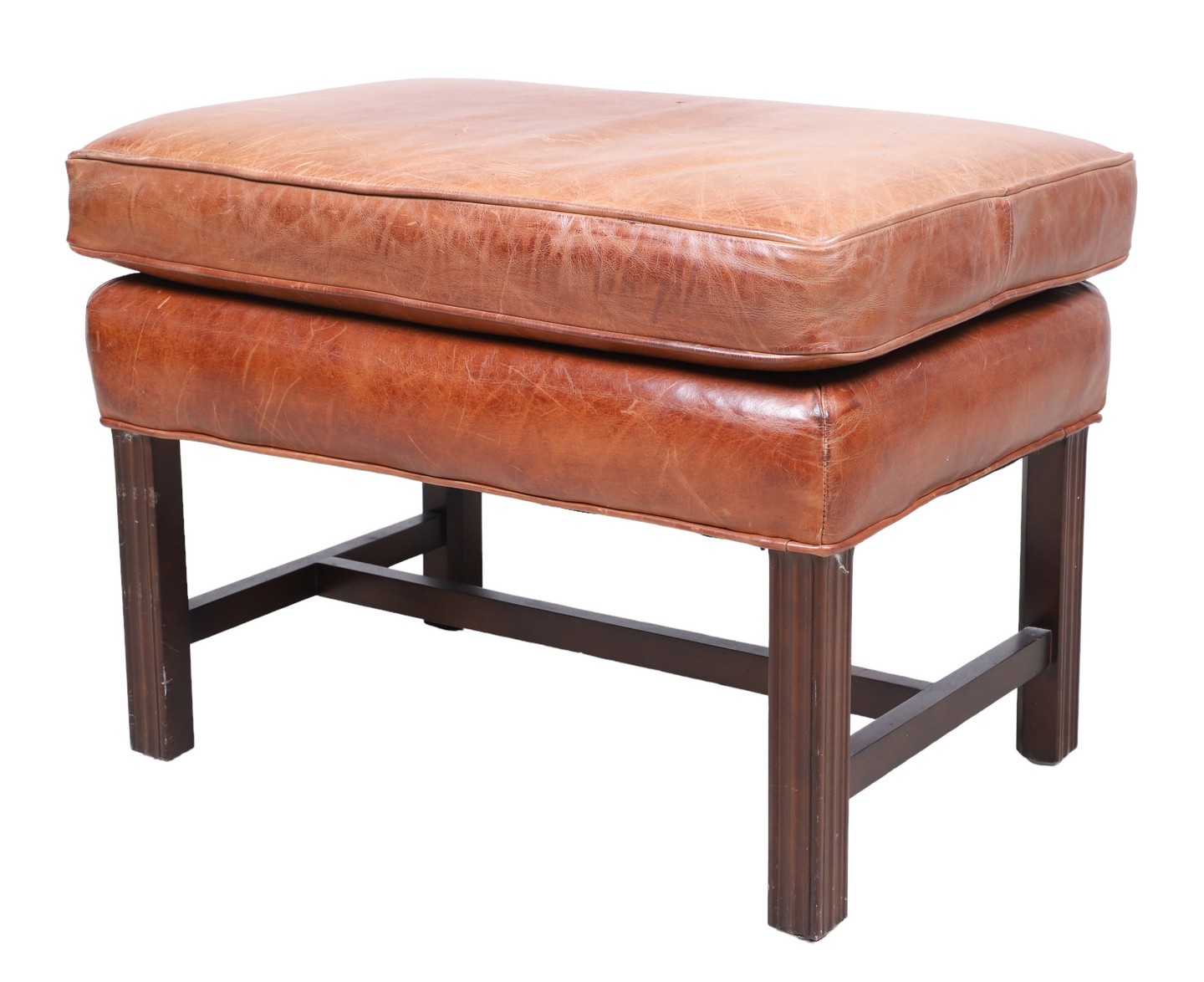 Chippendale style leather footstool,