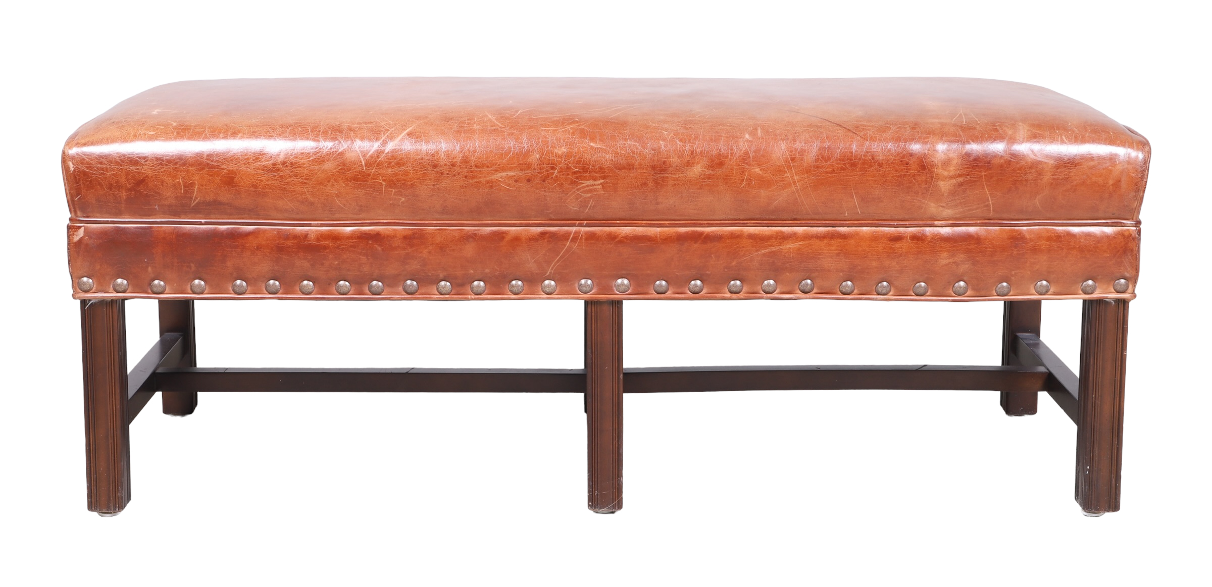 Chippendale style leather bench  317e12