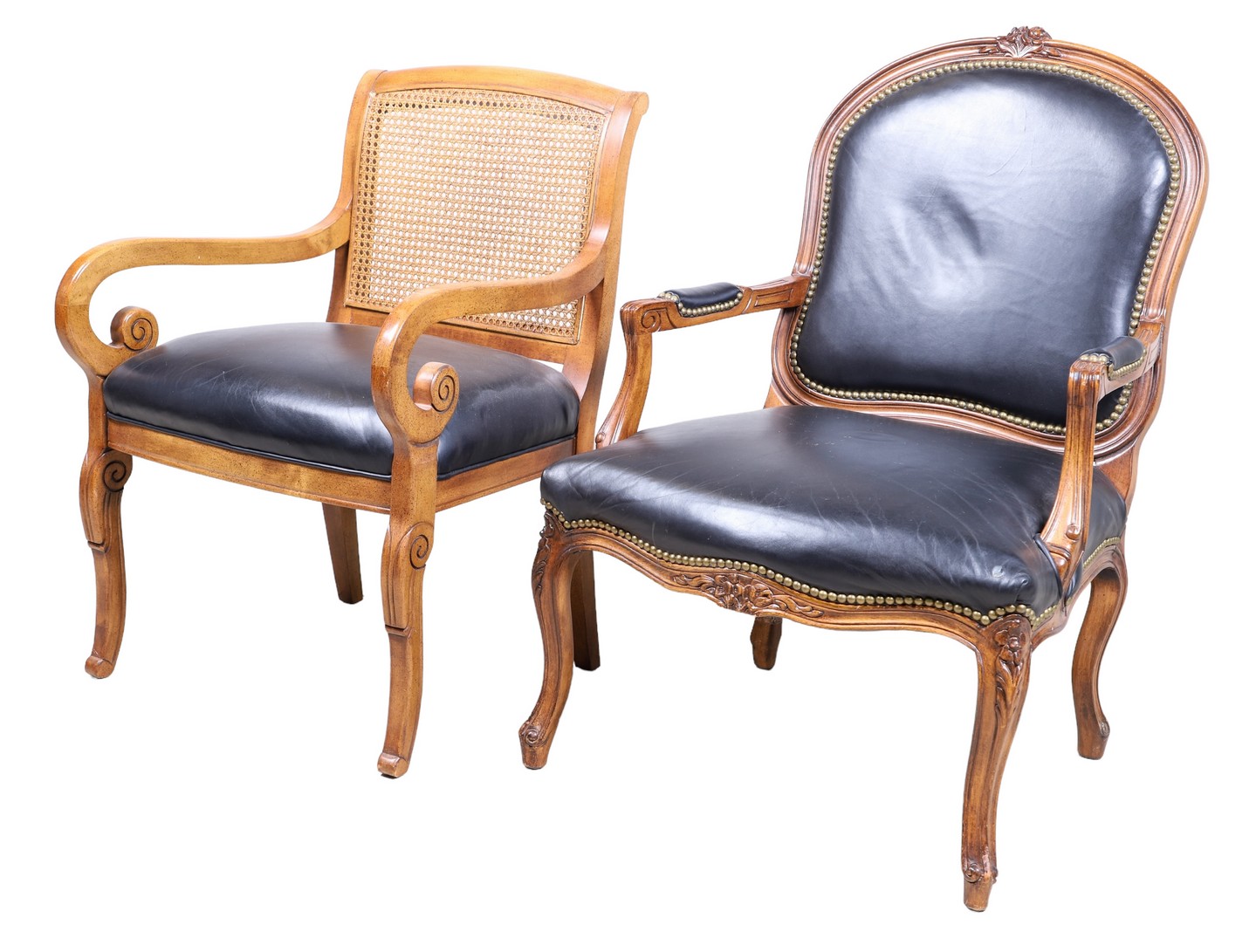  2 French style open armchairs  317e13