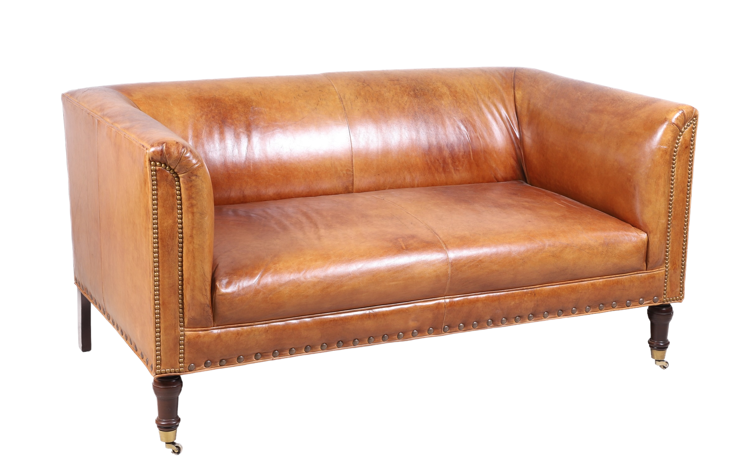 Contemporary leather sofa, distressed