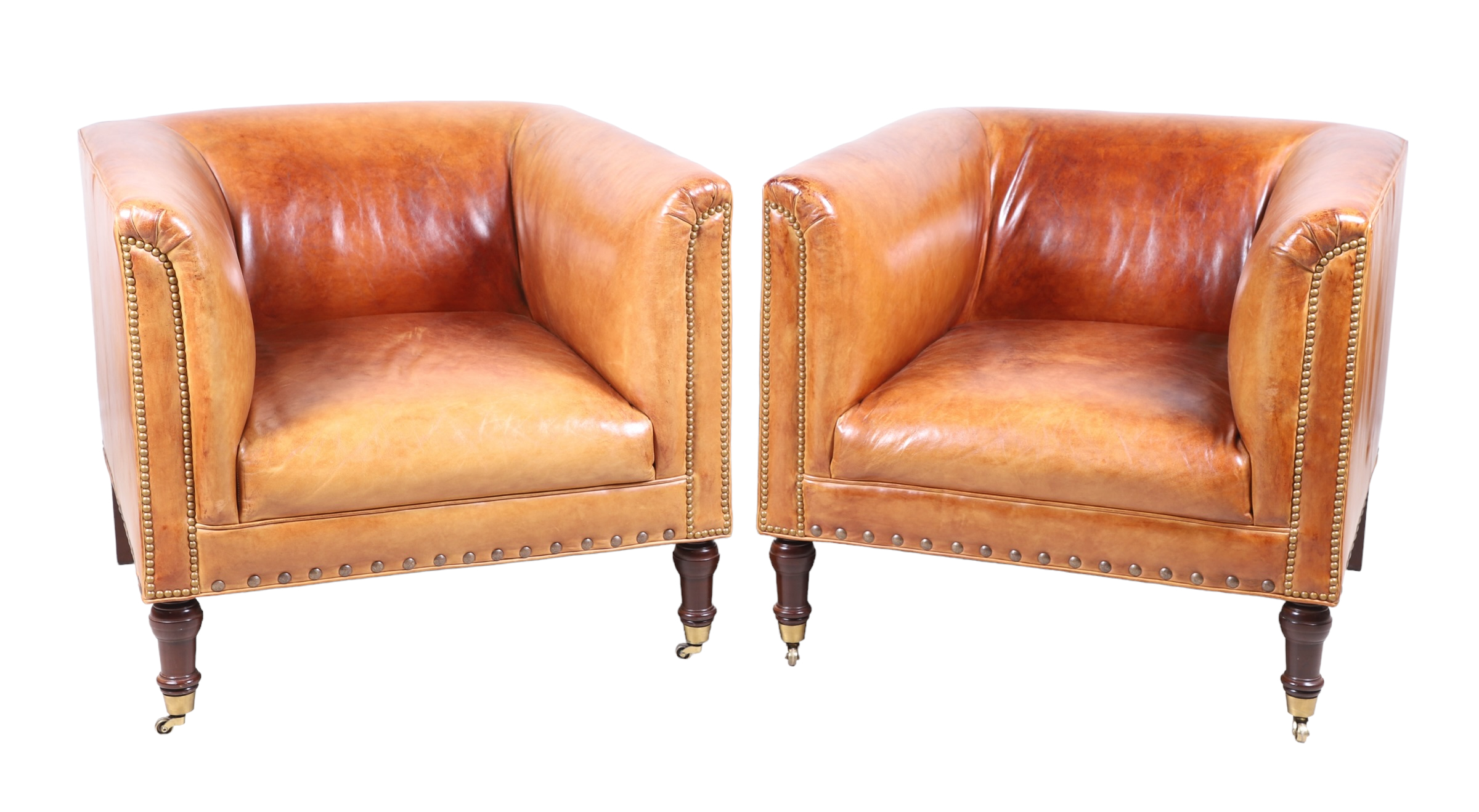 Pair Contemporary leather lounge