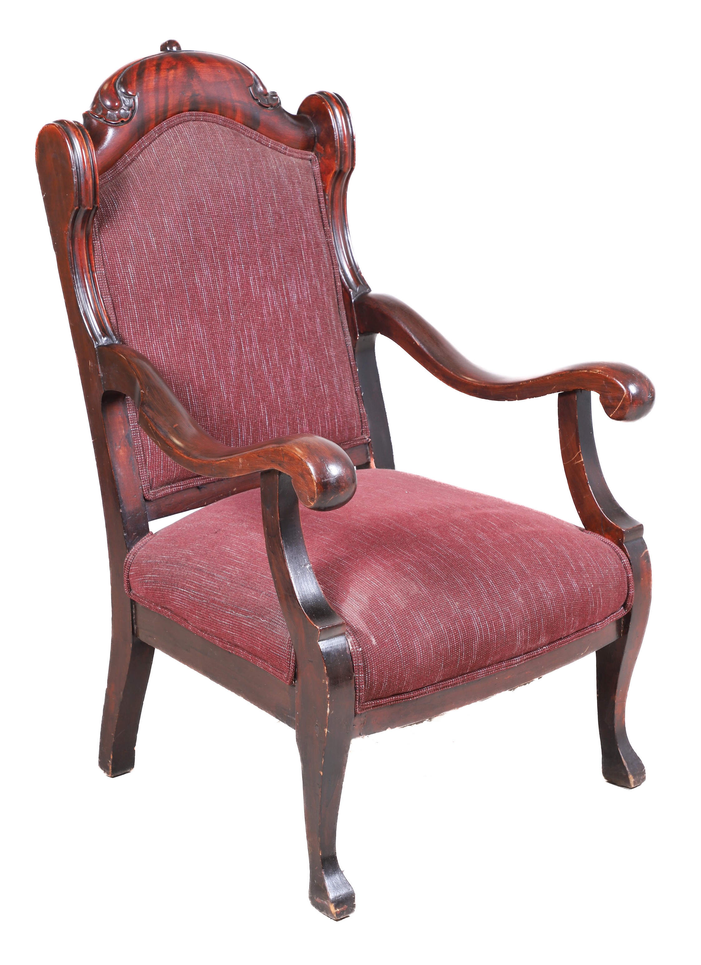 Empire style mahogany open armchair,