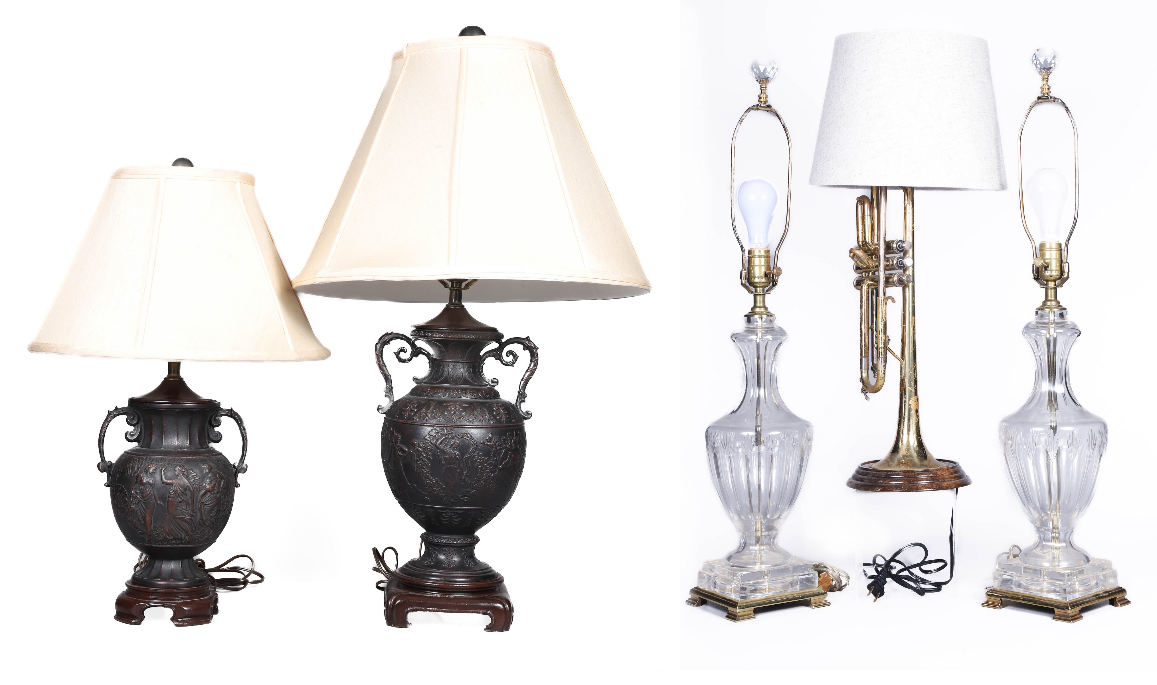 (5) Decorative table lamps, c/o