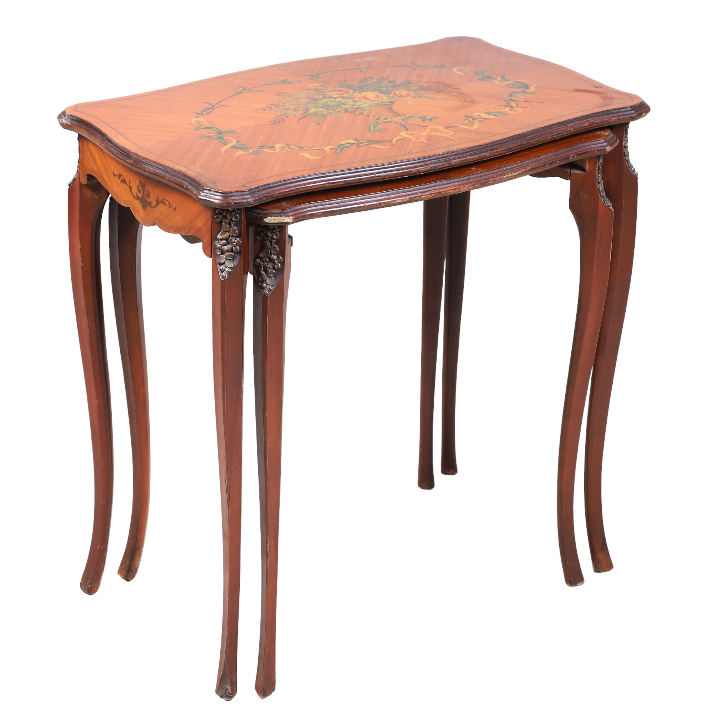 French style inlaid nesting tables,