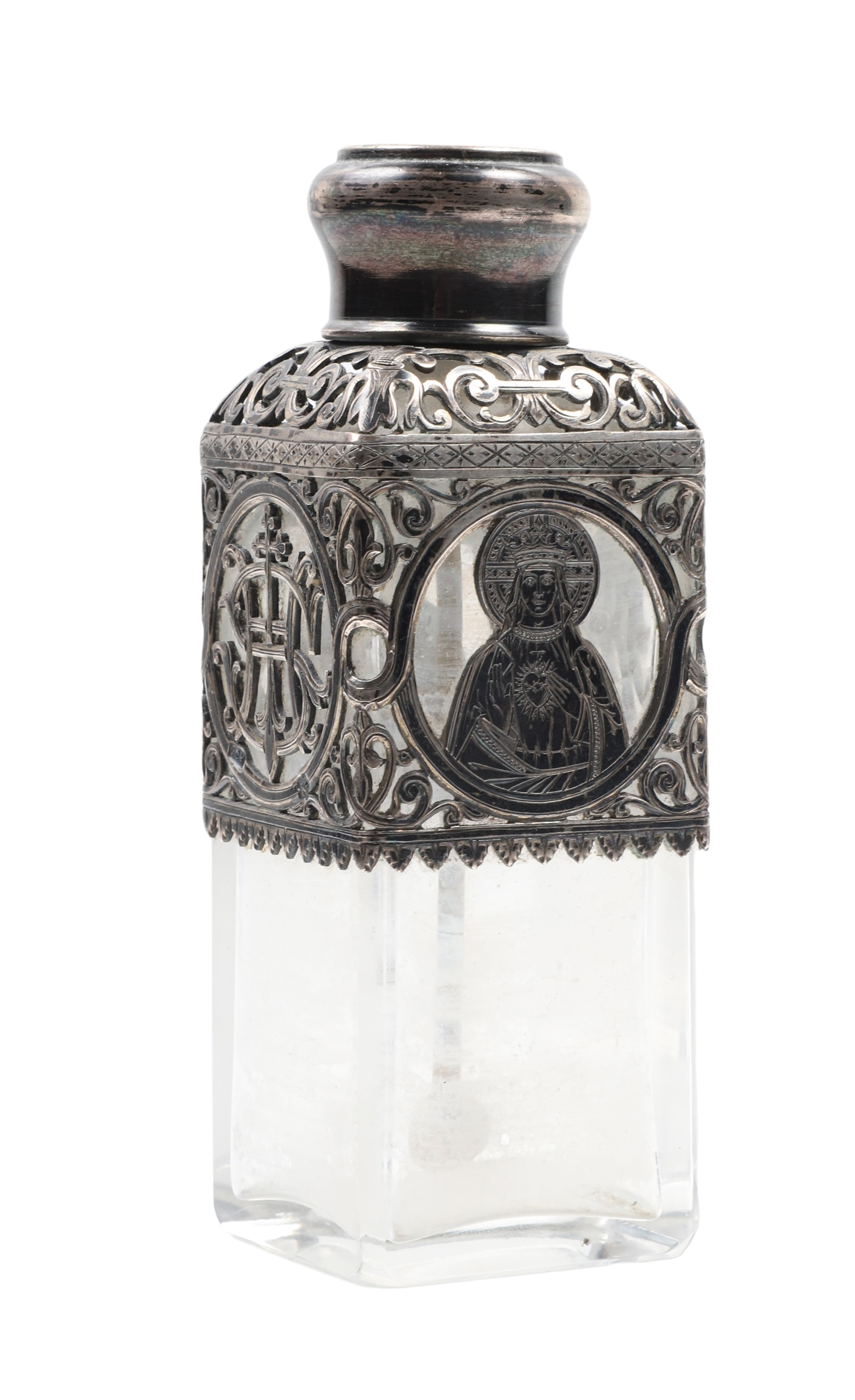 Mid 19th C sterling clad holy water 317e68