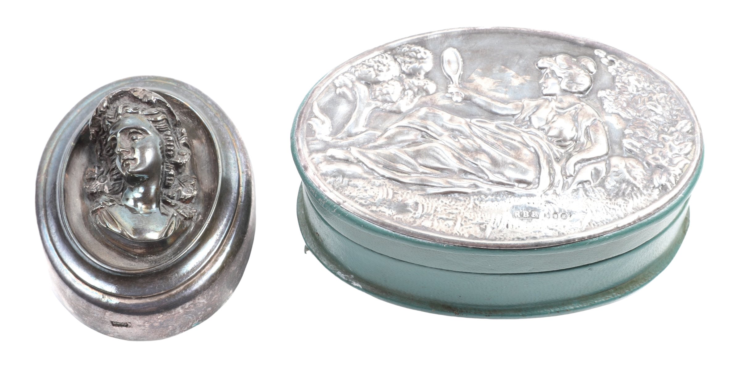 (2) Art Nouveau silver repousse
