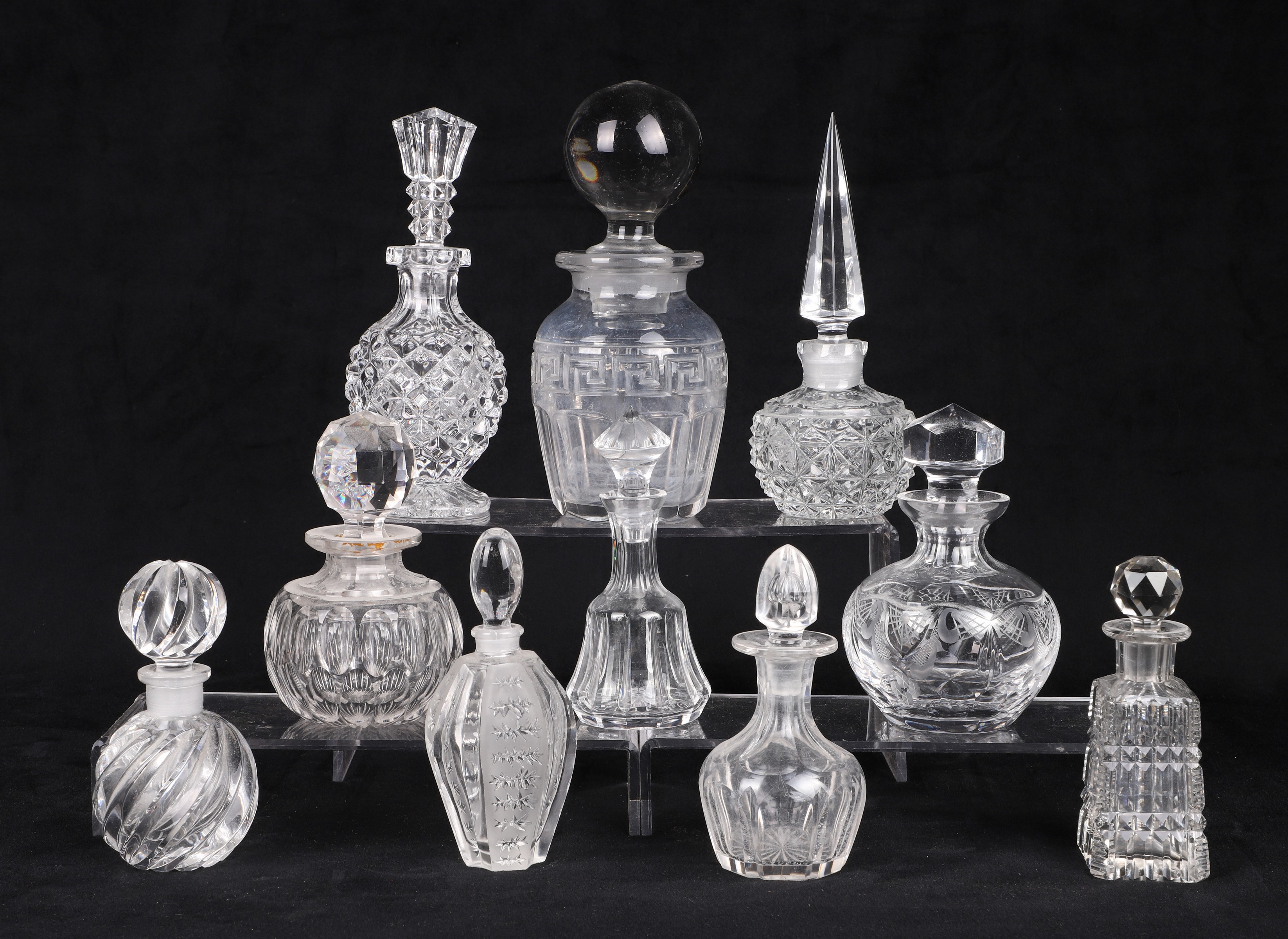 (10) Scent bottles to include cut crystal,