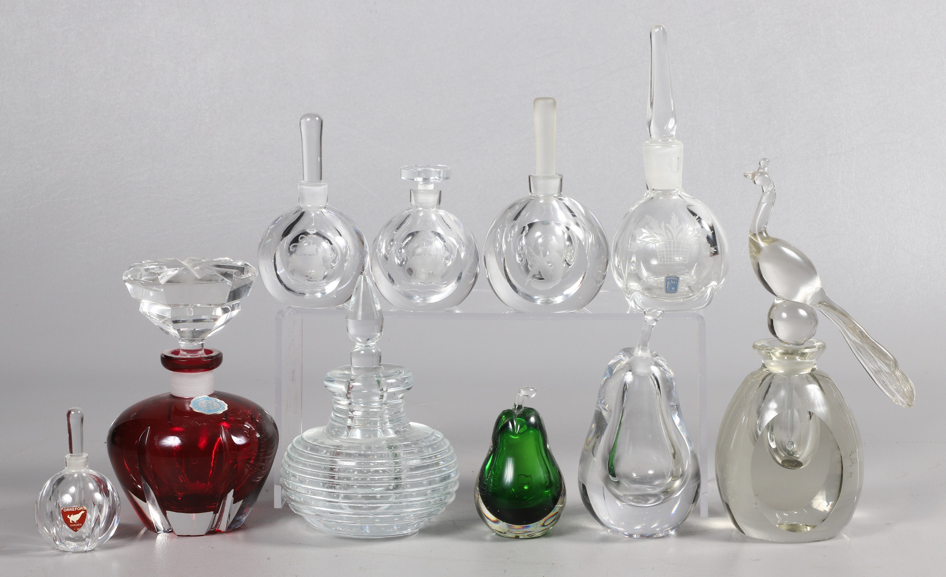 (10) Scent bottles to include Orrefors