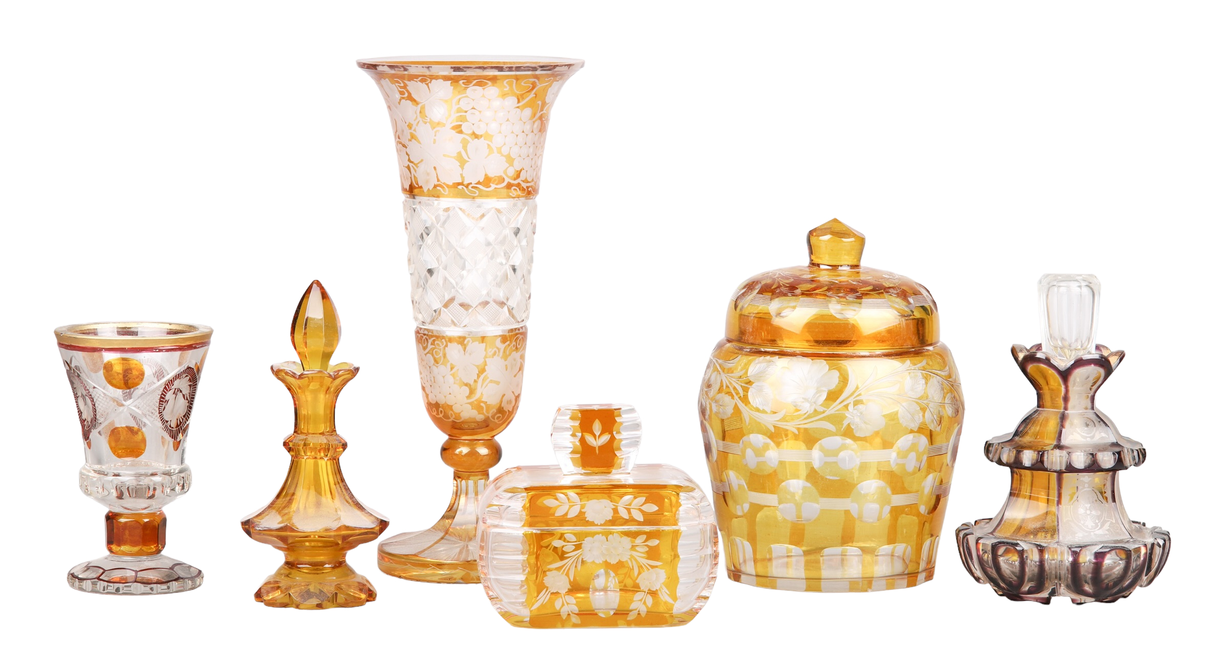 (6) Bohemia glass table items to