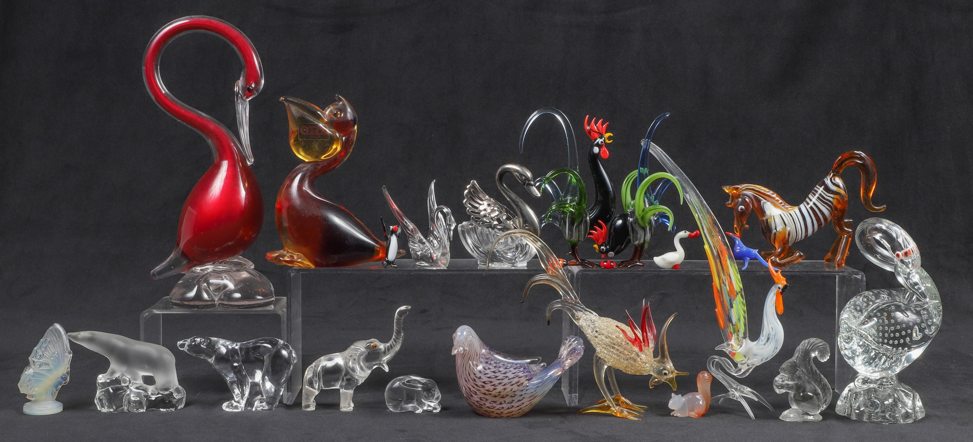 Lot of glass animal figurines,