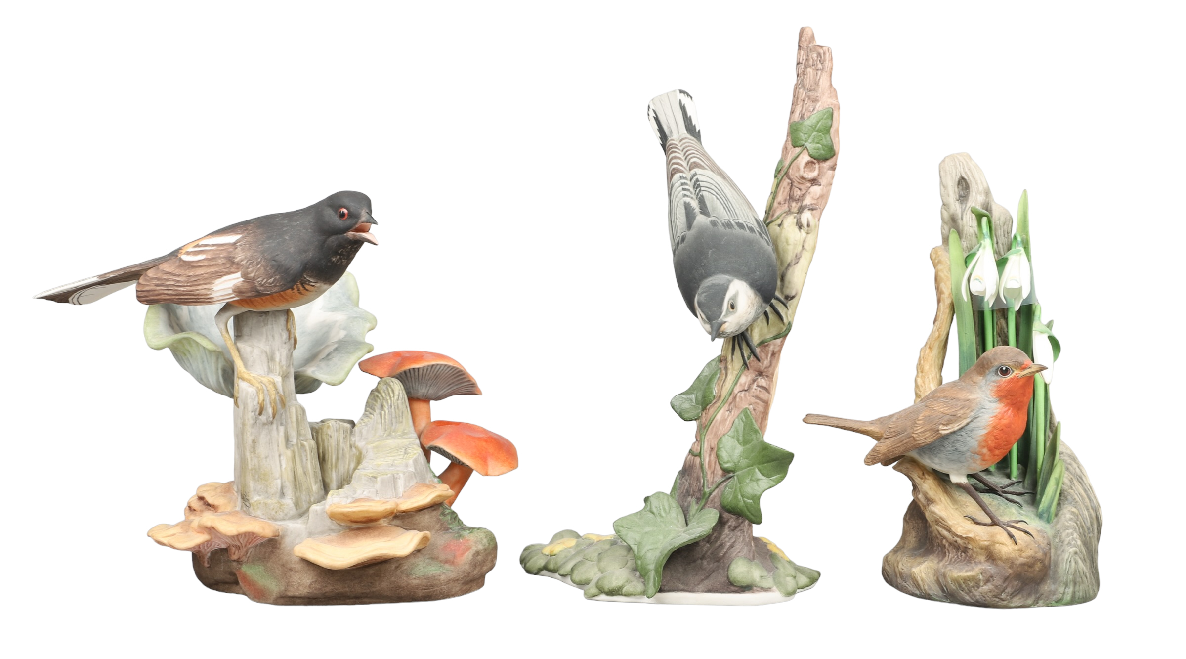 (3) Boehm bisque porcelain bird