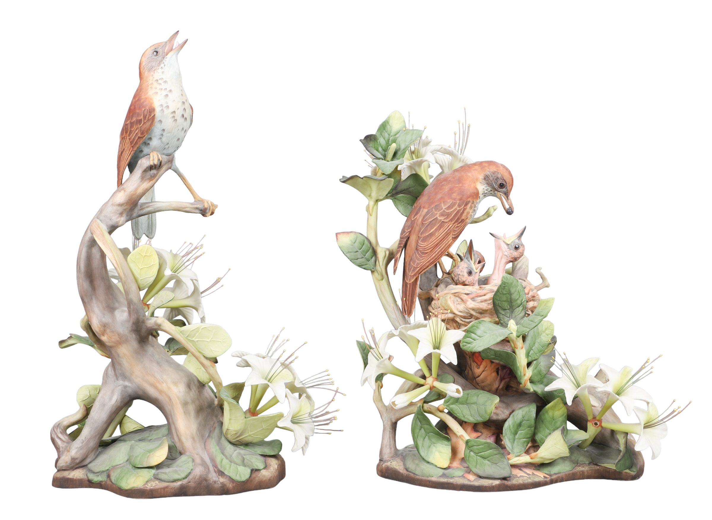 (2) Boehm bisque porcelain figurines,