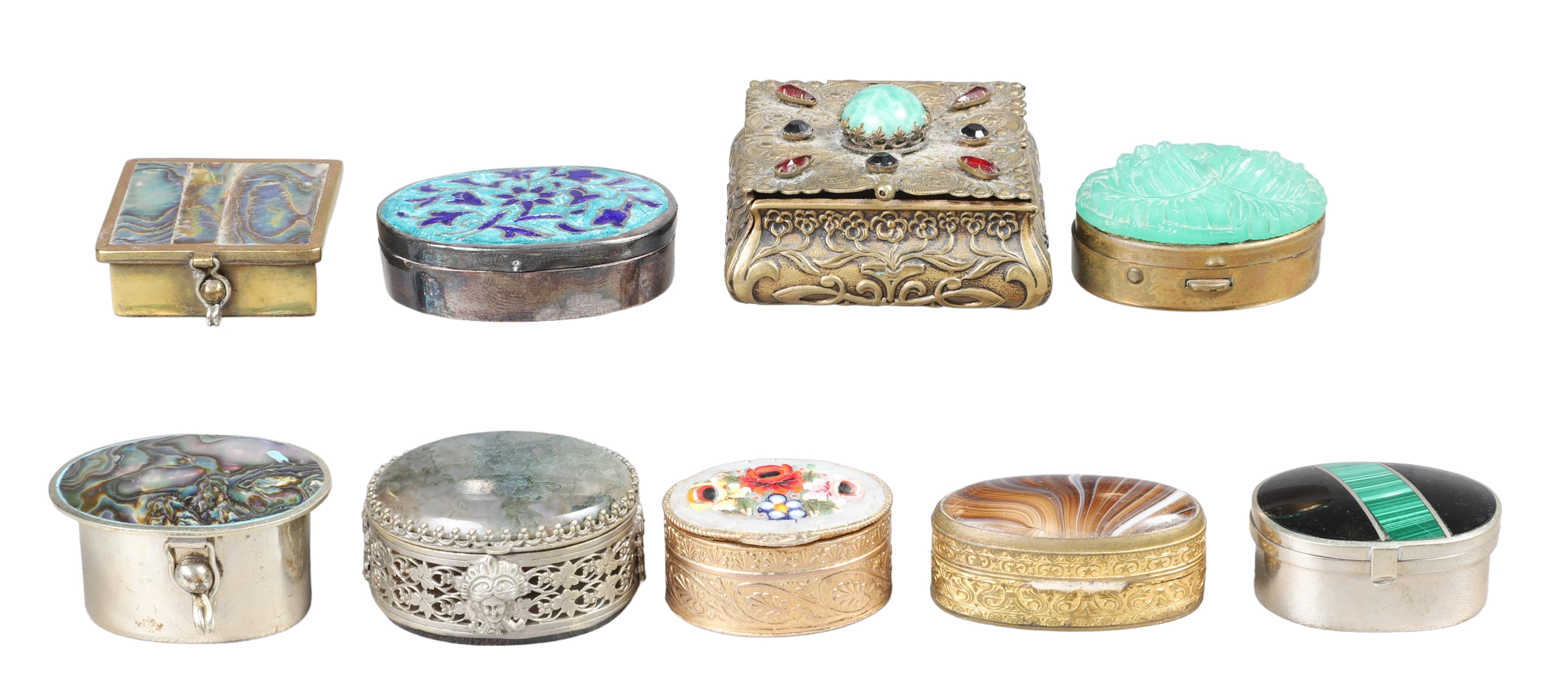 (9) 19th and 20th C pill boxes to include