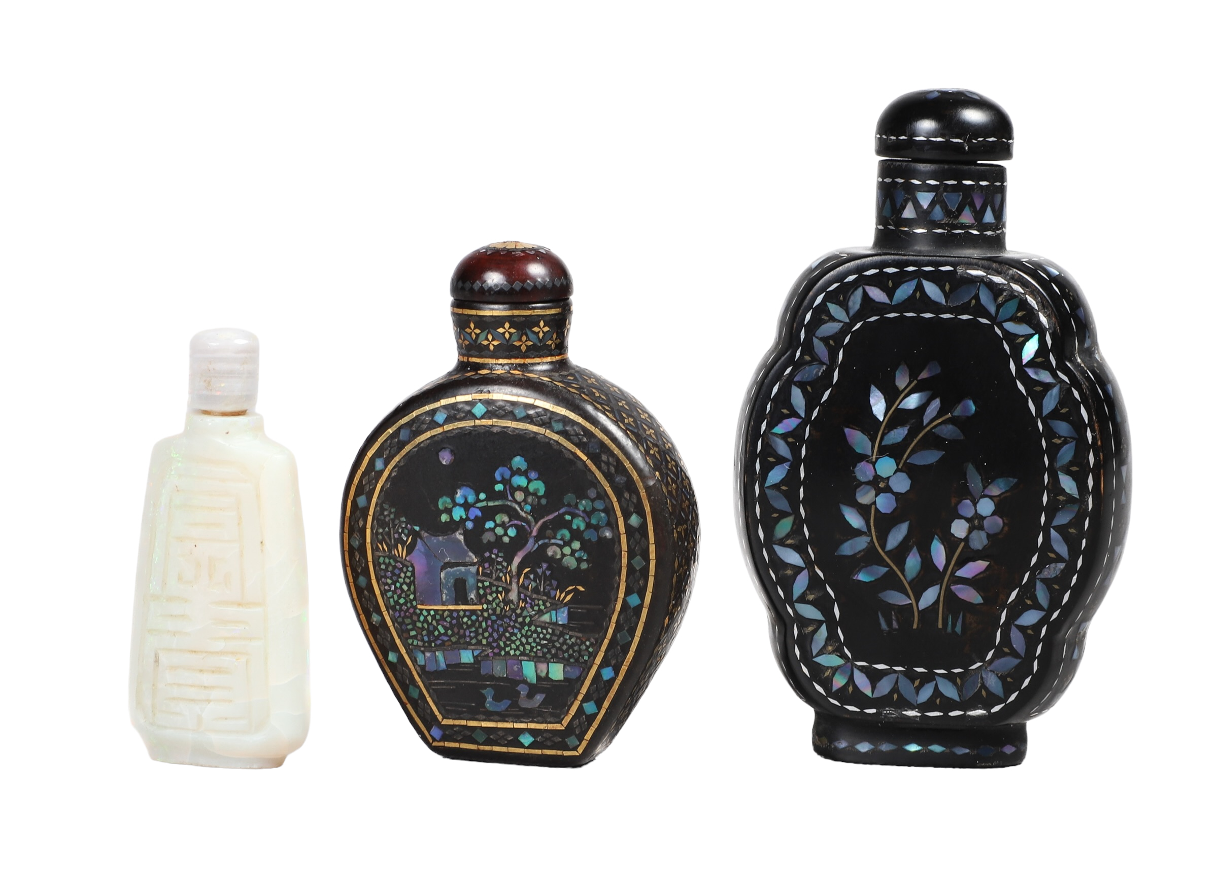 (3) Snuff bottles to include floral