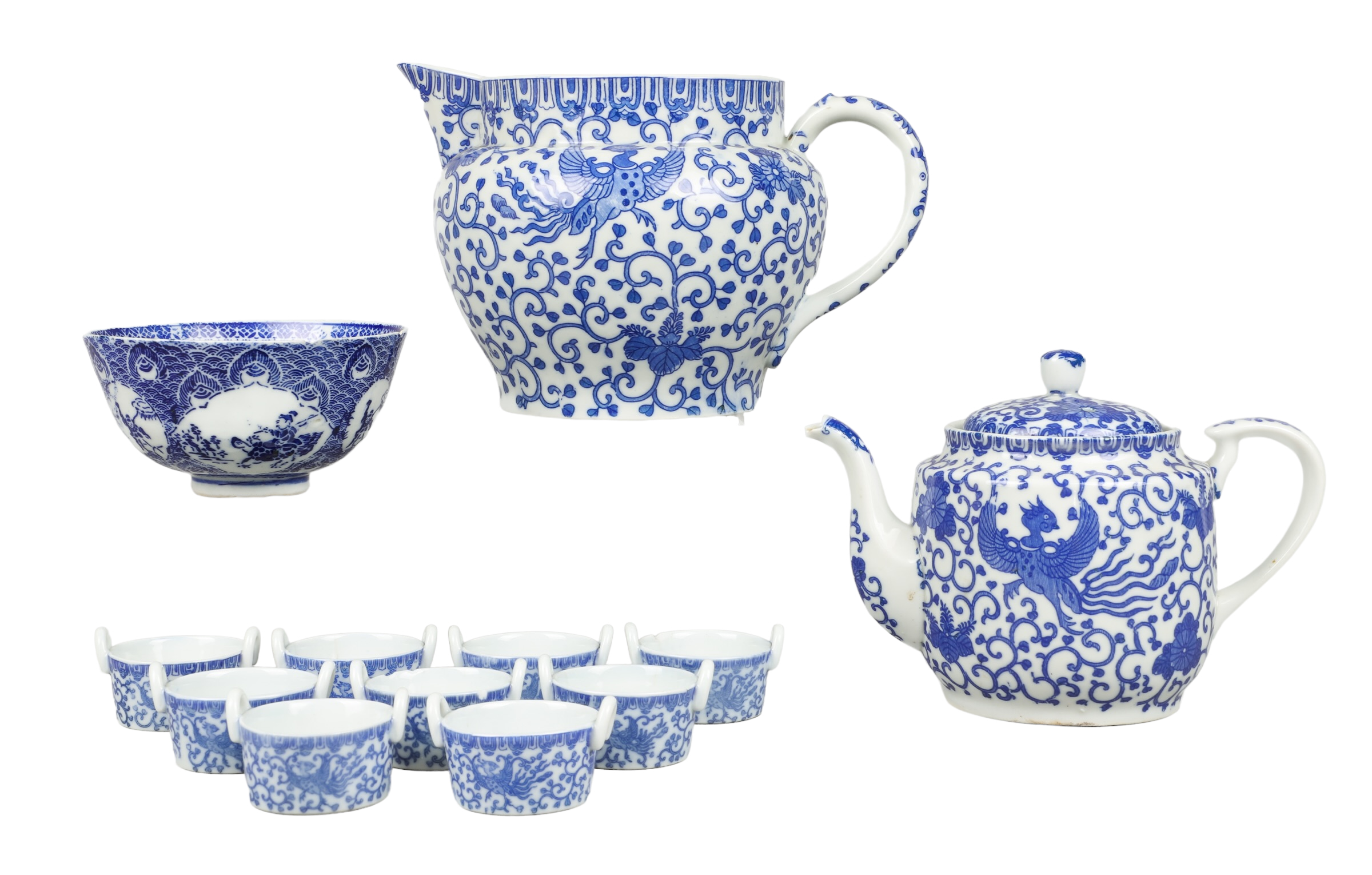 (12) Pcs Japanese blue & white porcelain,