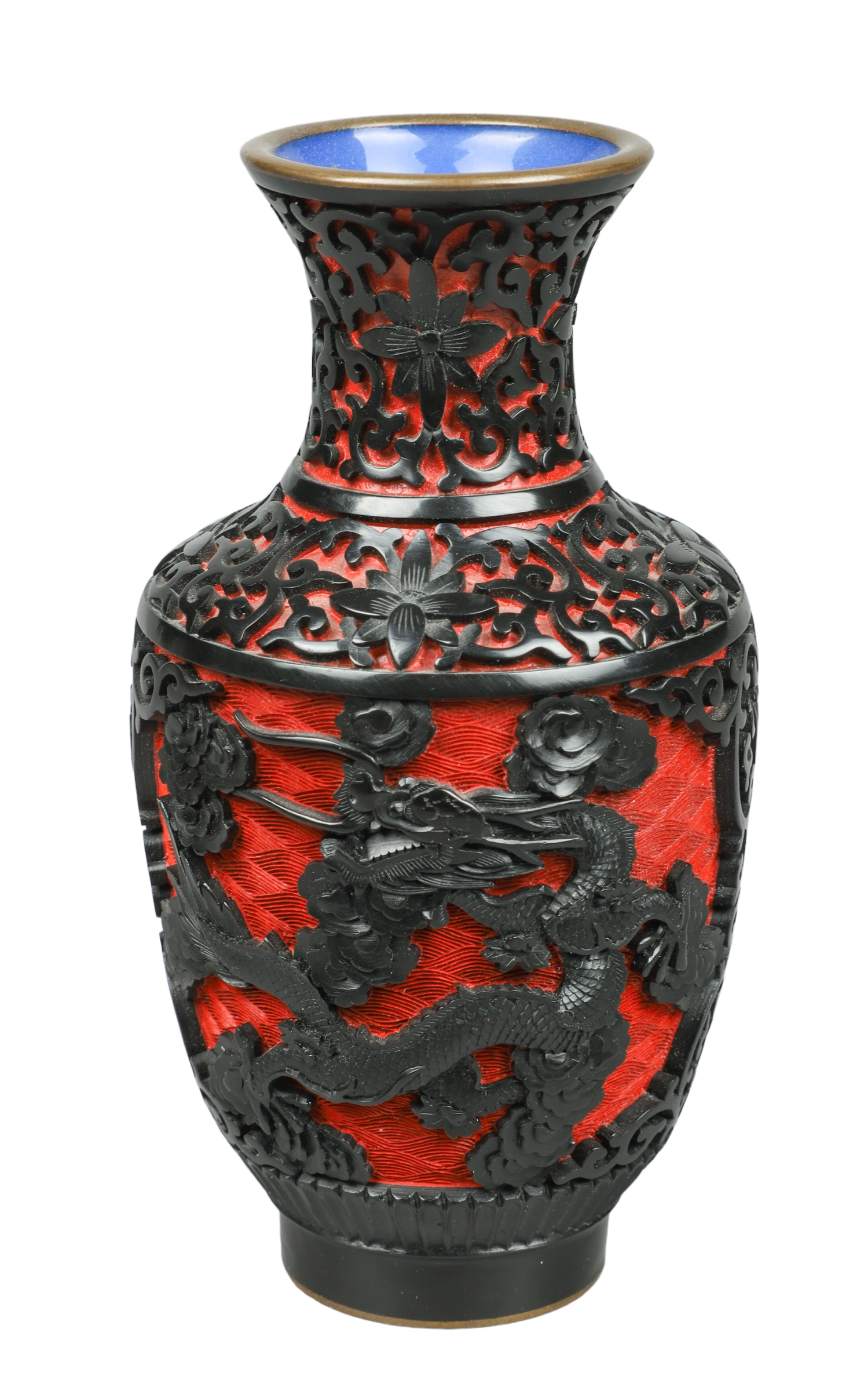 Chinese black red cinnabar vase  317f6c