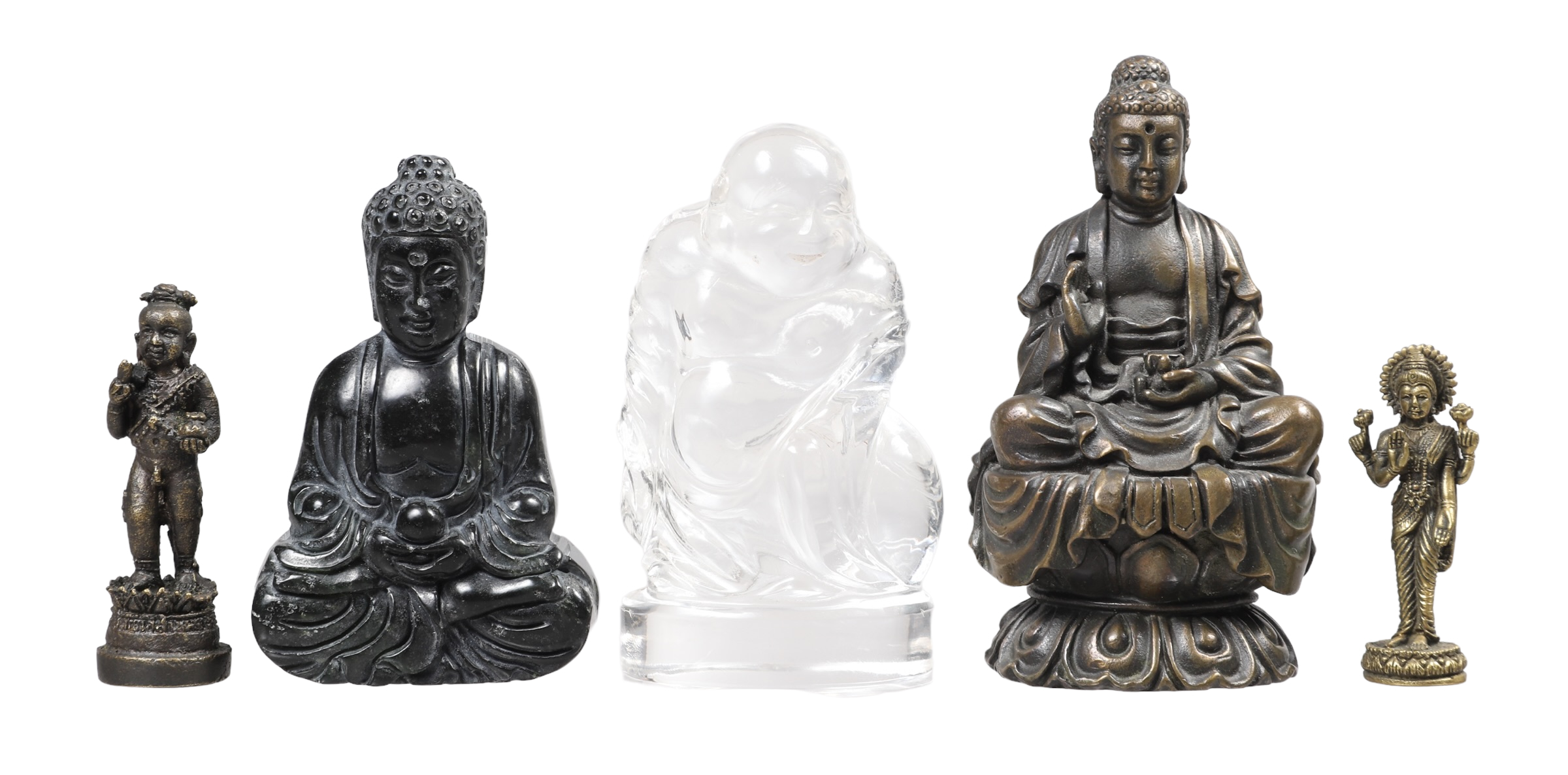  5 Assorted Asian Buddha figurines  317f6e