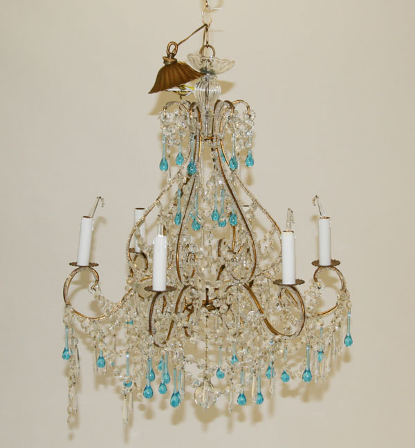 Crystal chandelier with turquoise