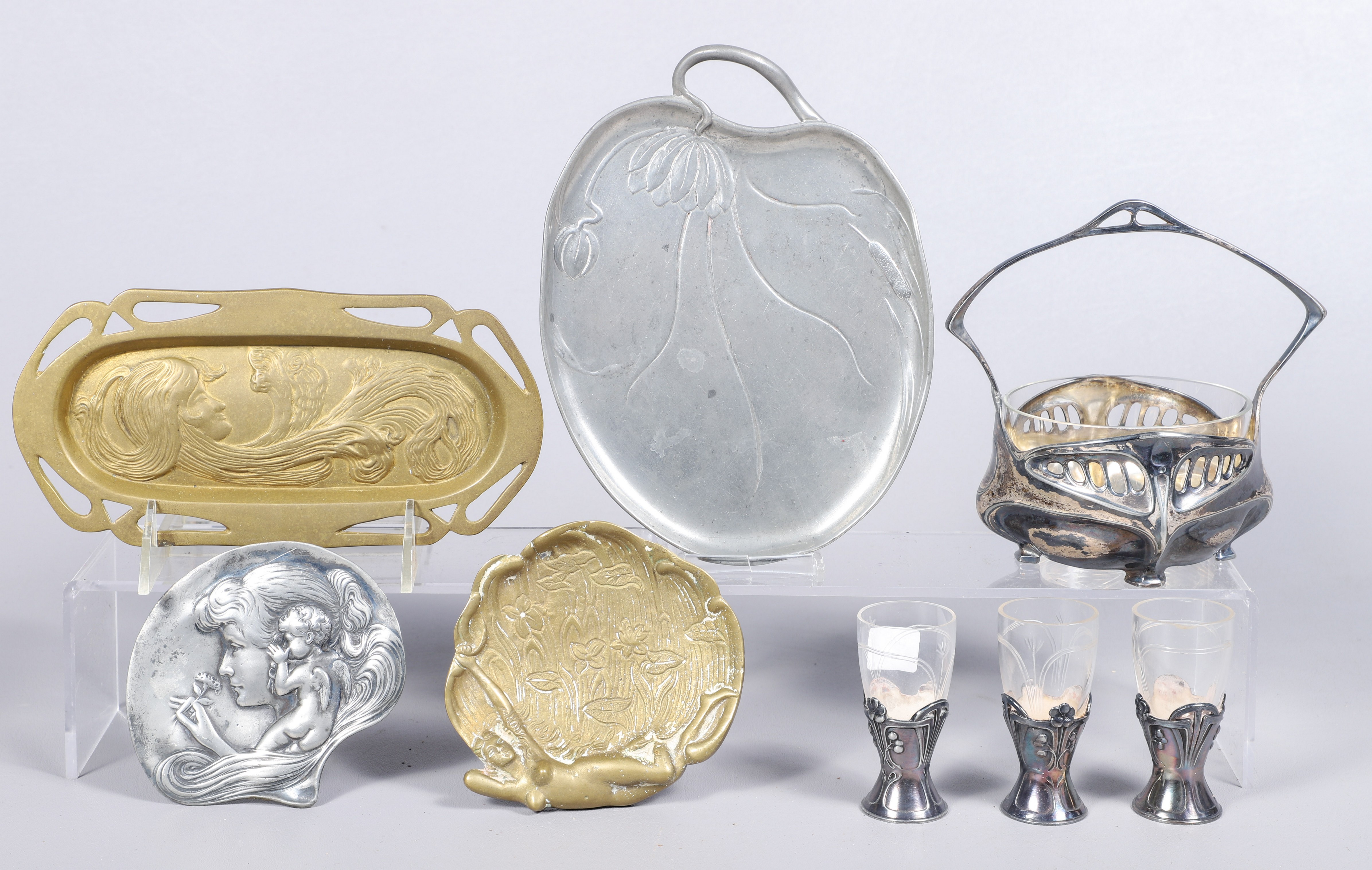 Art Nouveau brass and silvertone 317f81