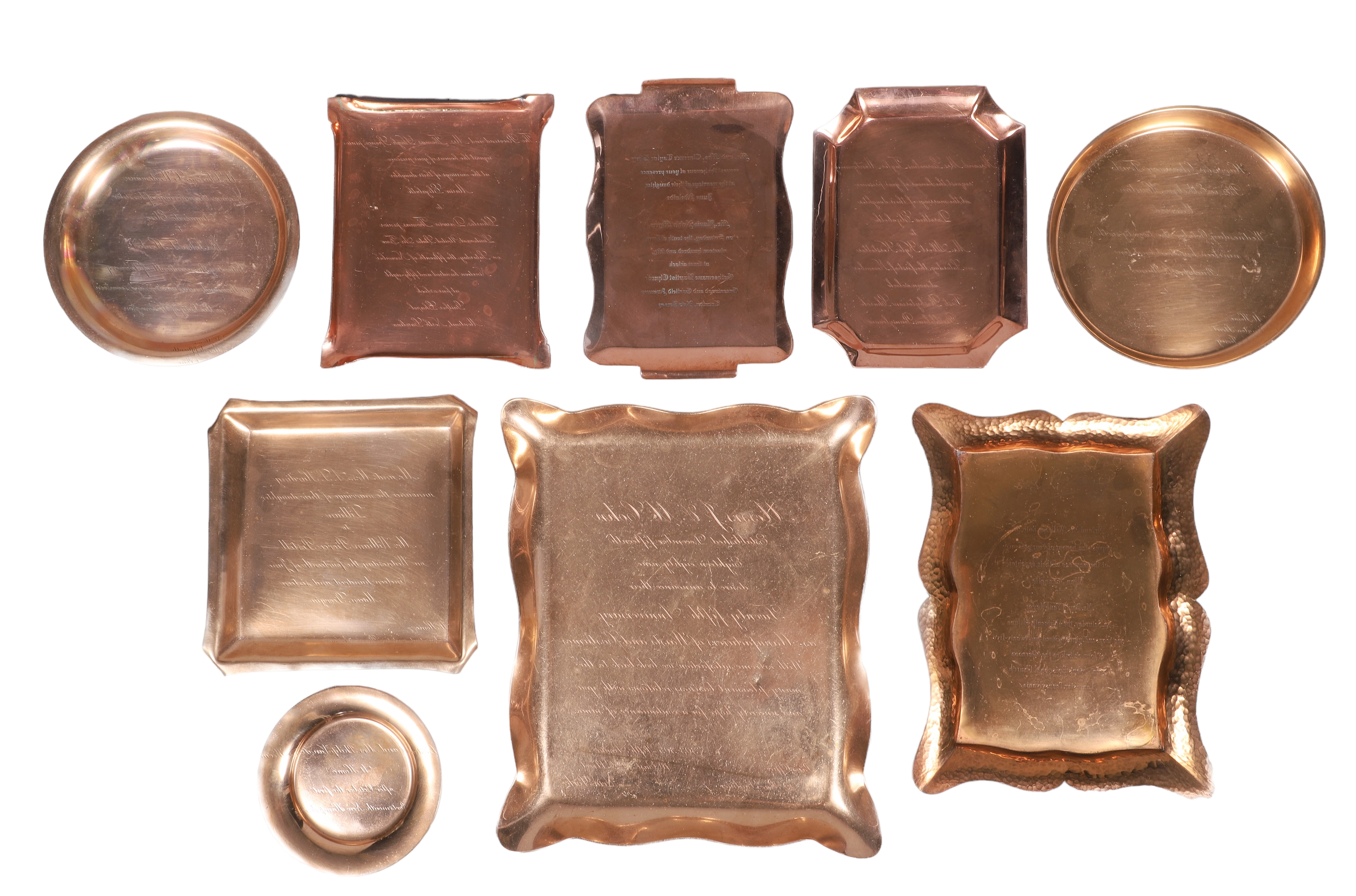 (9) Copper engraving plates as trays