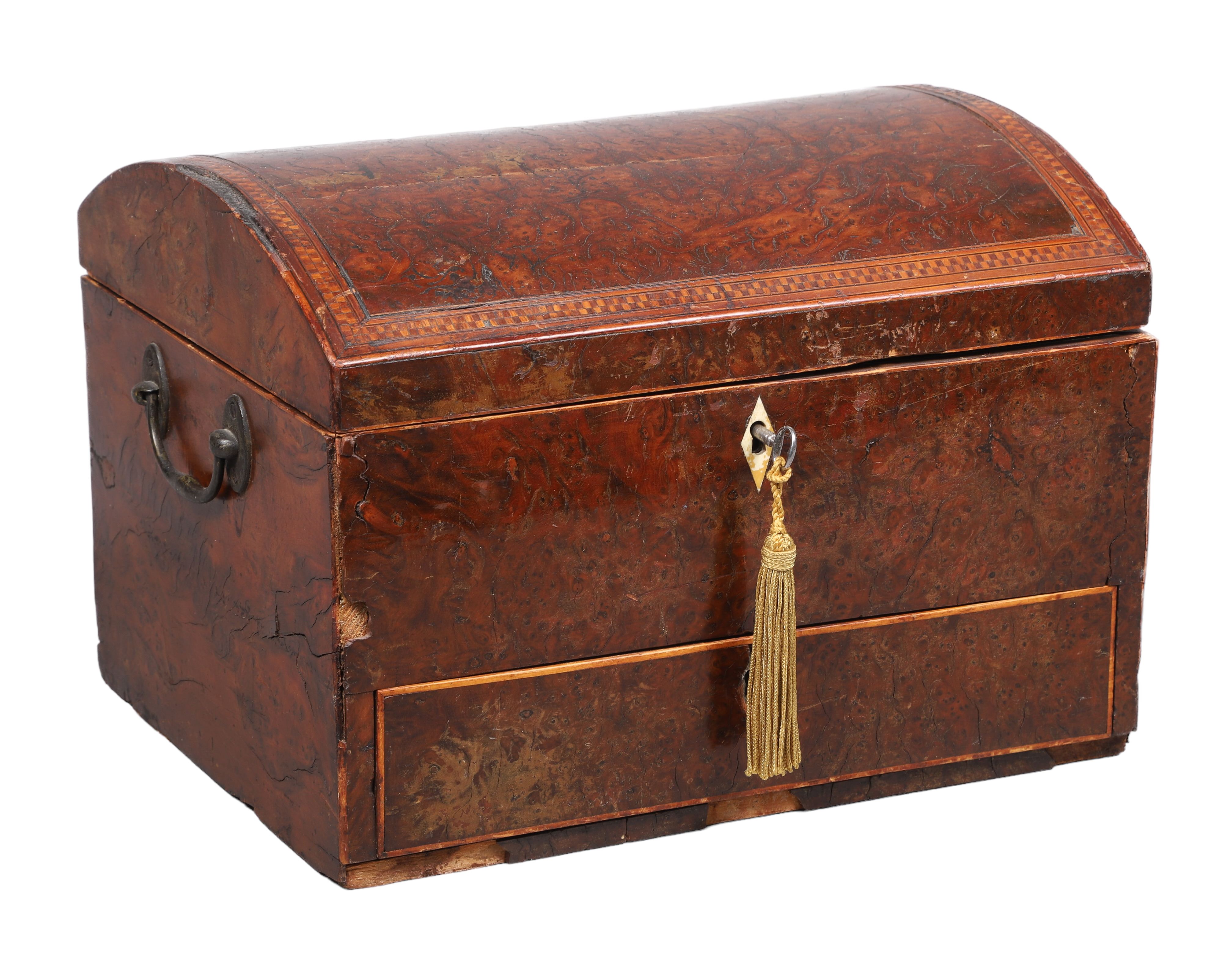 Wood document box, domed lift lid,