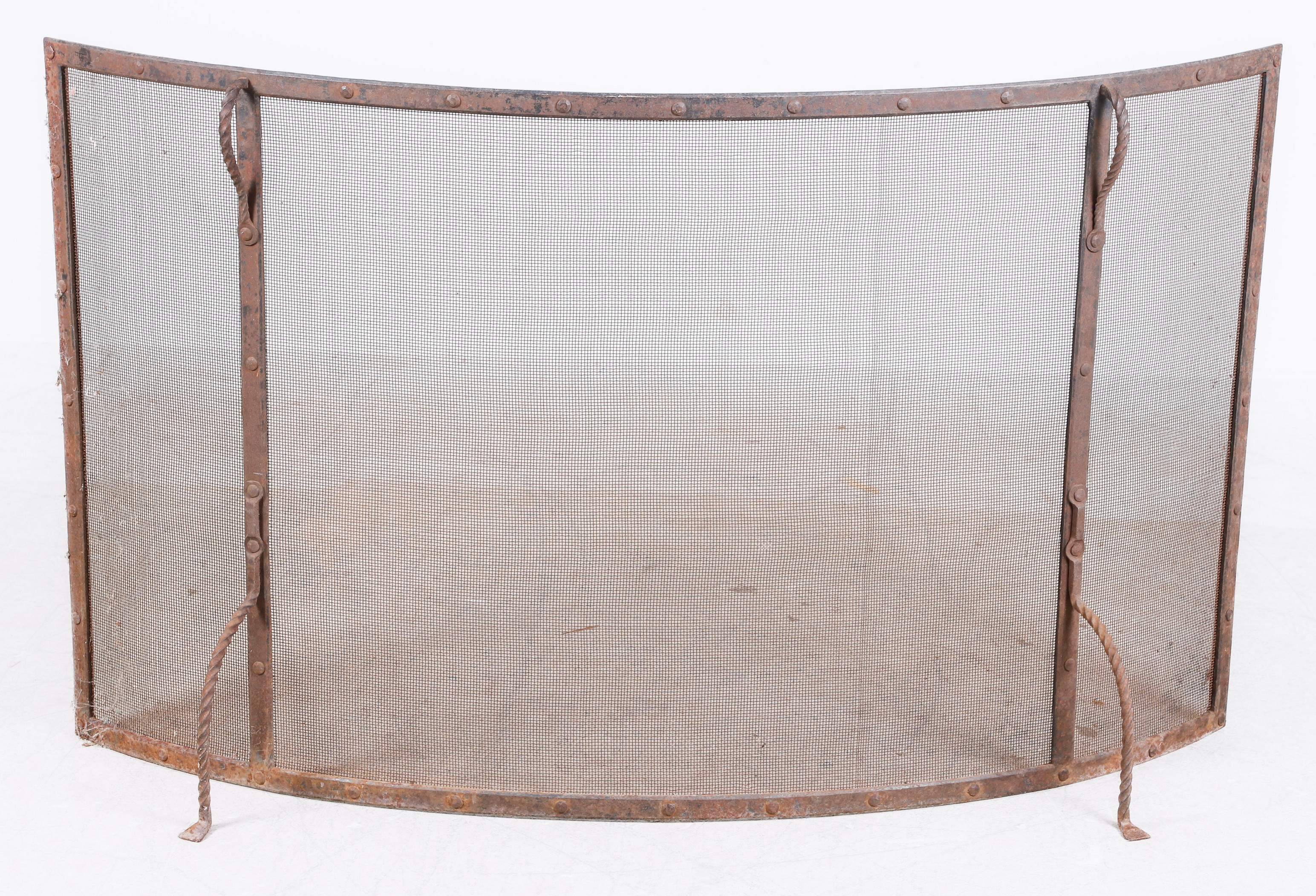 Iron bowfront fireplace screen, 31h