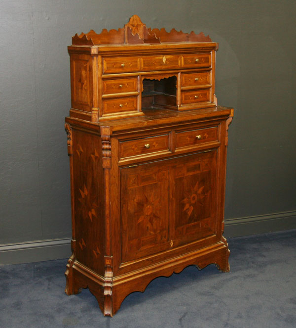 Hand made folk art parquetry cabinet/folding