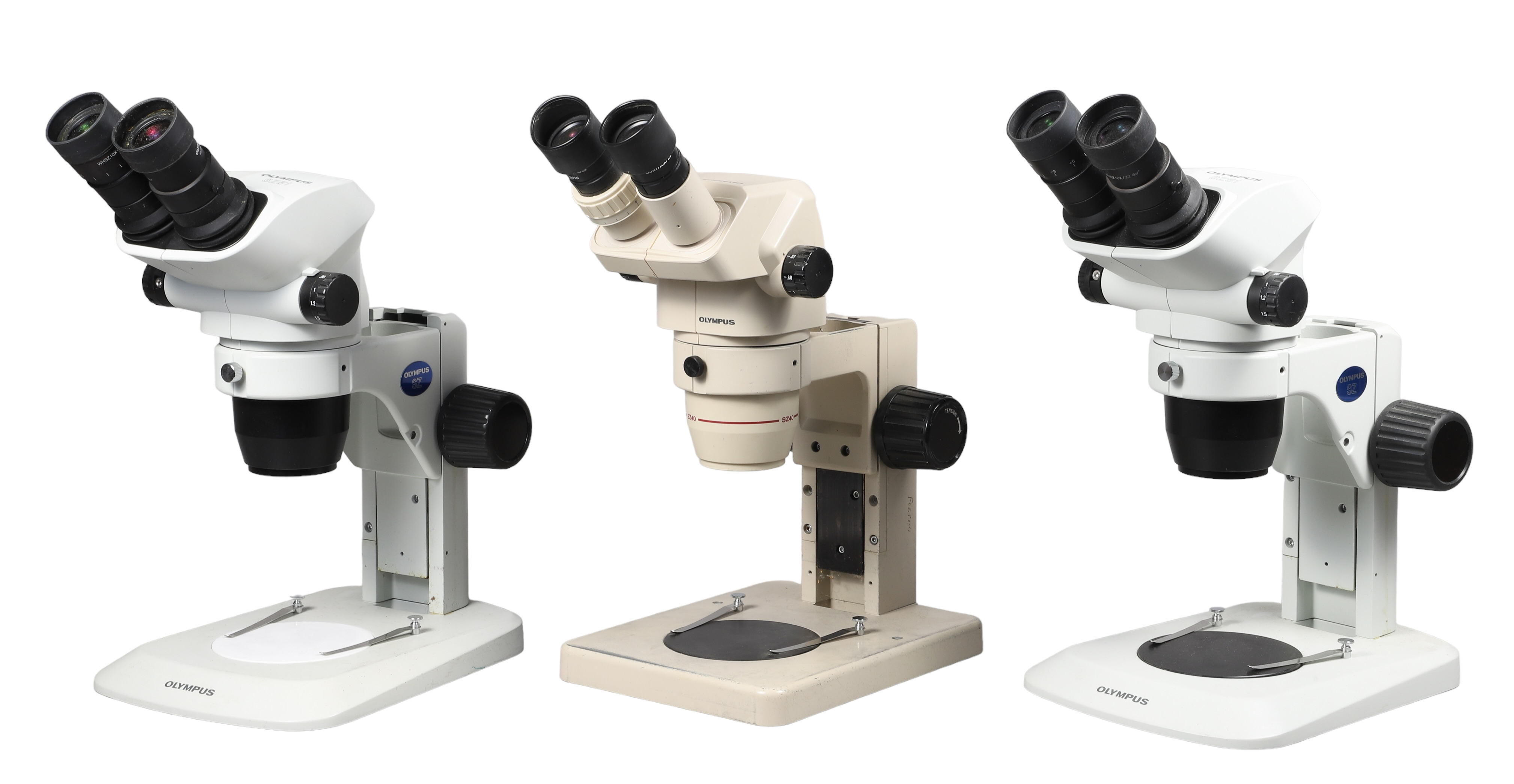 (3) Olympus stereo microscopes,
