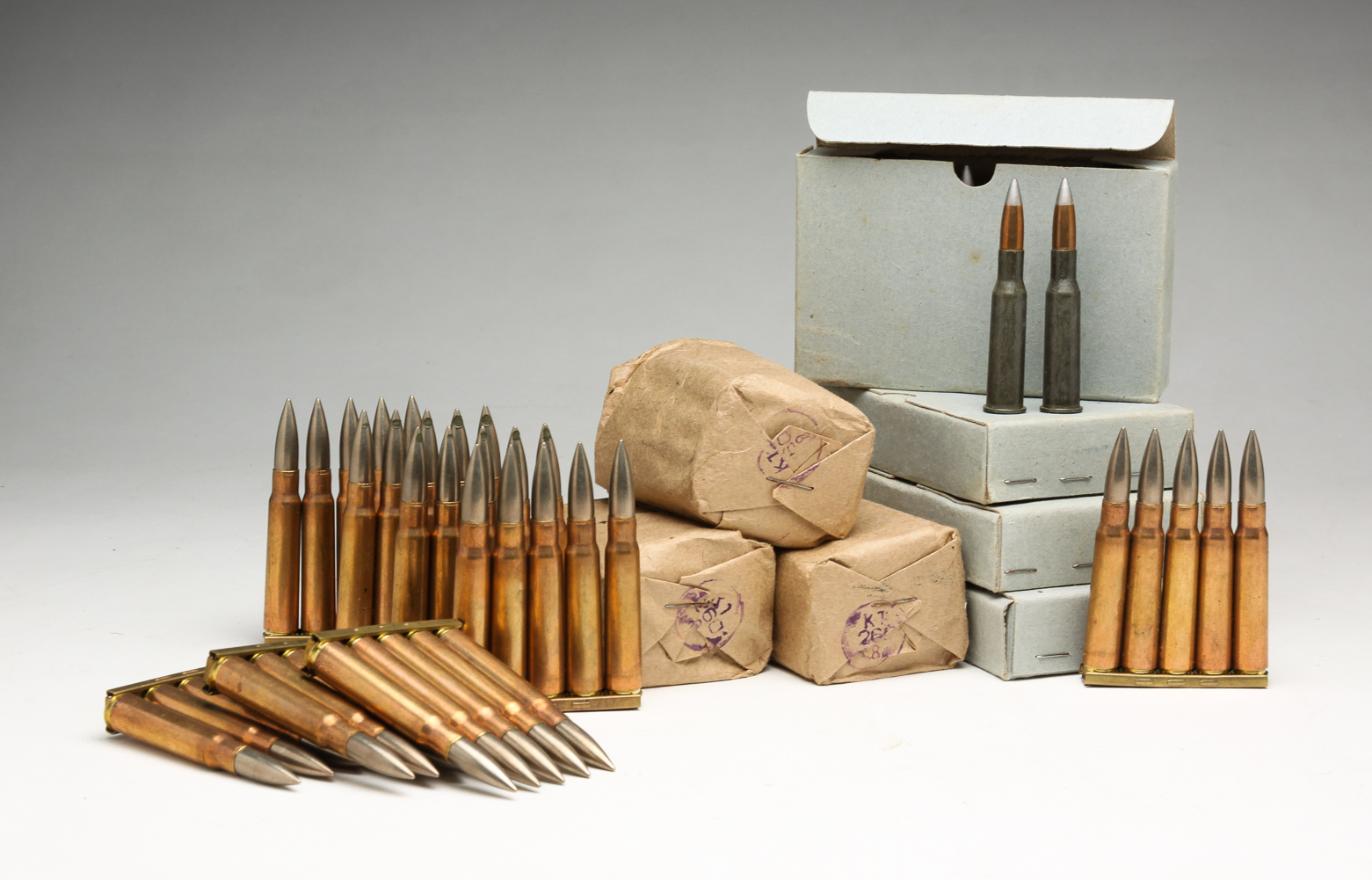 GROUP OF 180 8MM & 7.62X54R ROUNDS