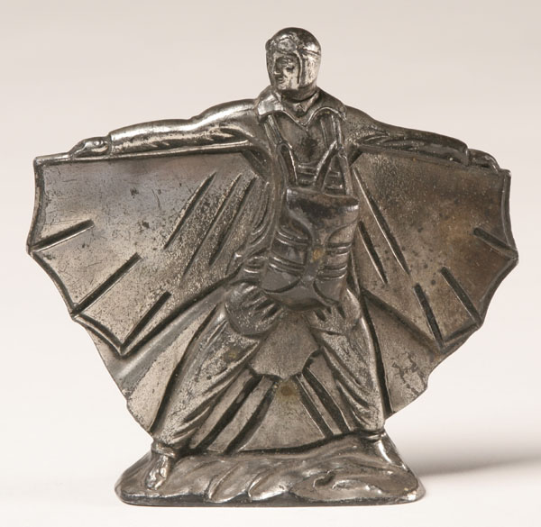 Cast polished metal French paratrooper;