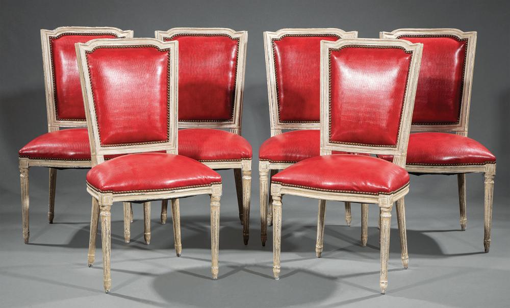SIX DIRECTOIRE-STYLE PAINTED CHAIRSSix