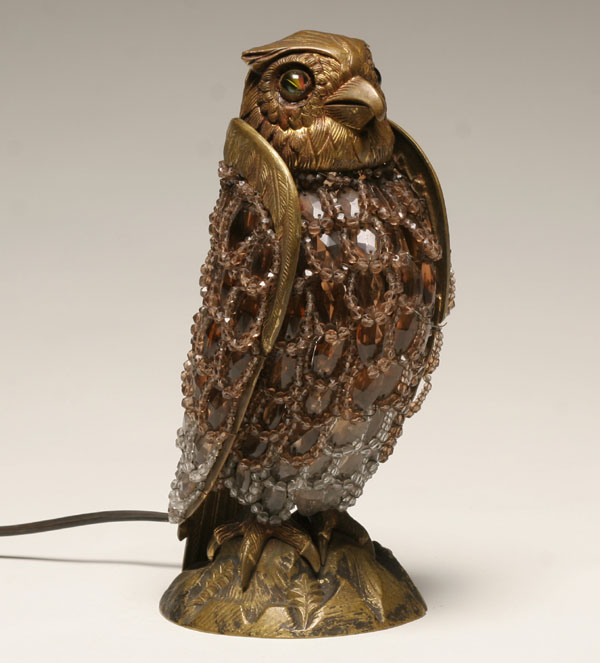 Cast brass lamp metal owl with 4f73e