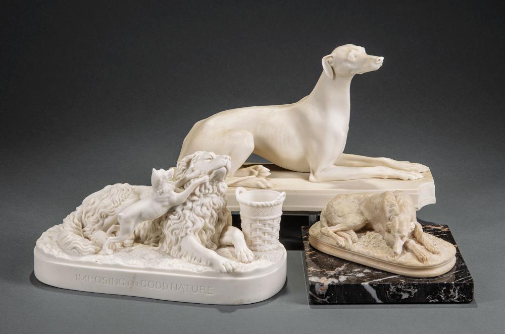 TWO ENGLISH PARIAN FIGURES OF DOGSTwo 31a935
