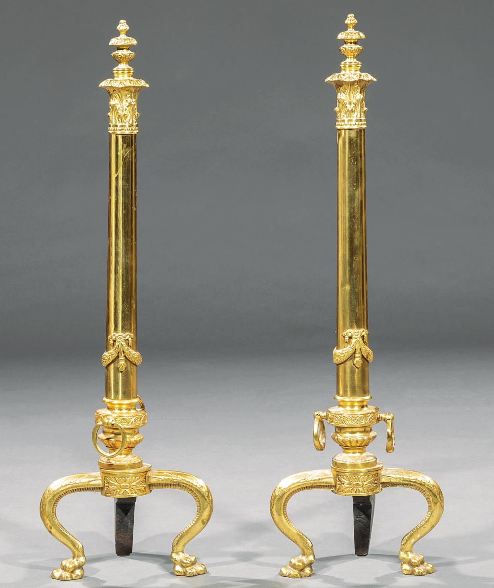 PAIR OF FRENCH BRASS ANDIRONSPair 31a955
