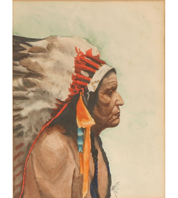 Profile portrait of Native American