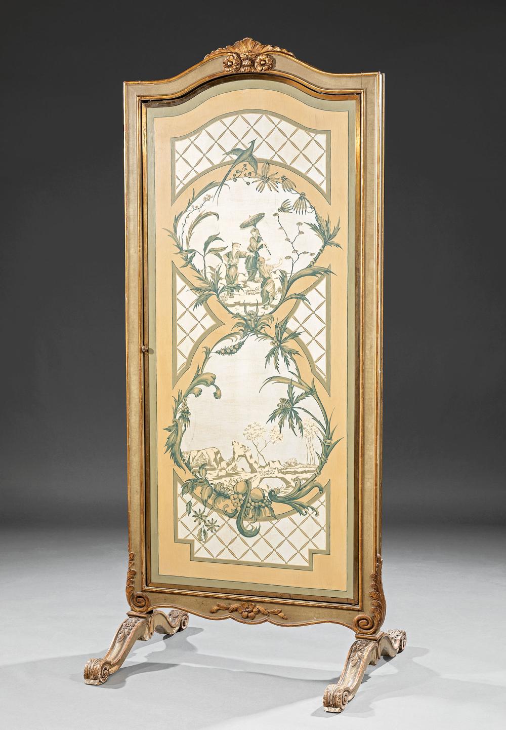 CARVED, PAINTED, PARCEL GILT FOLDING