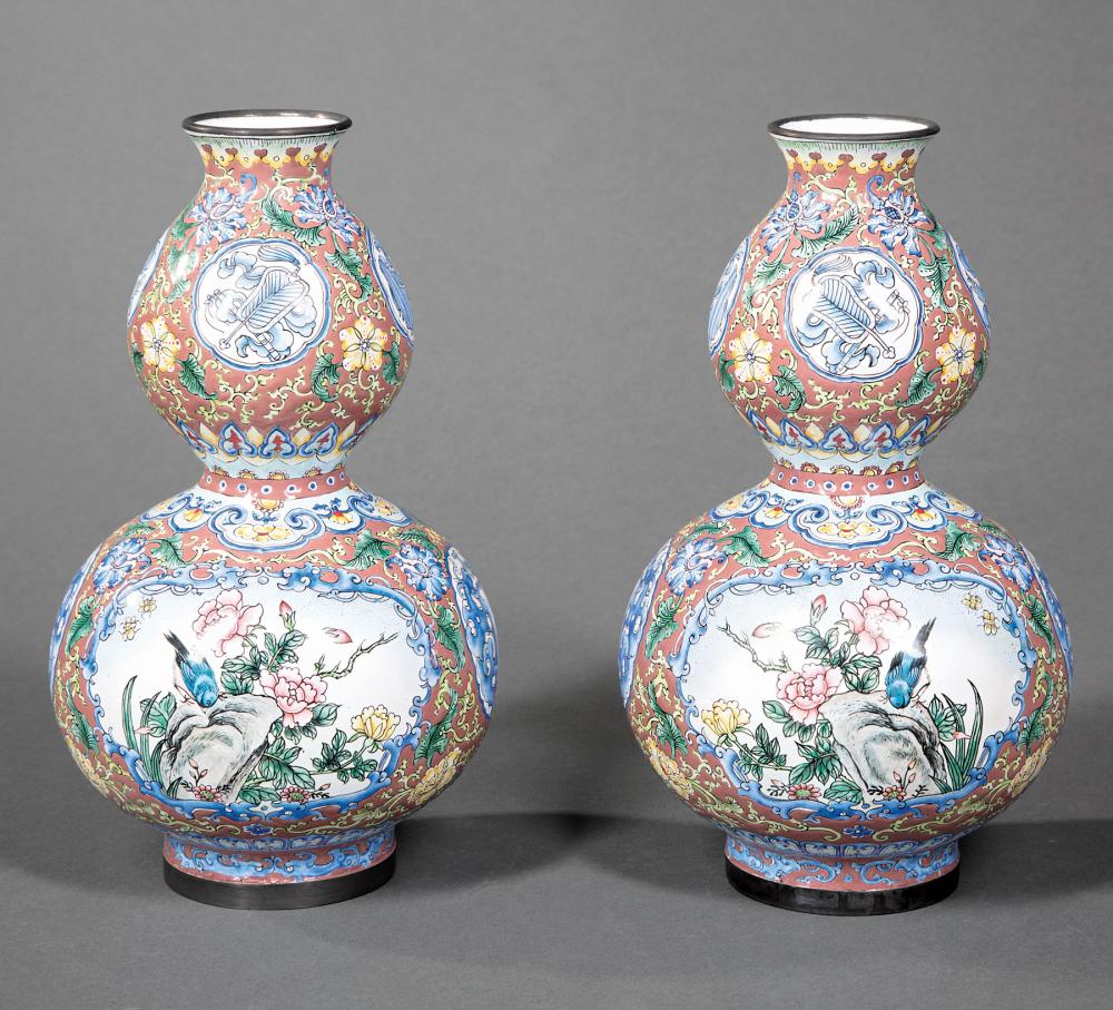 PAIR CHINESE CANTON ENAMEL DOUBLE