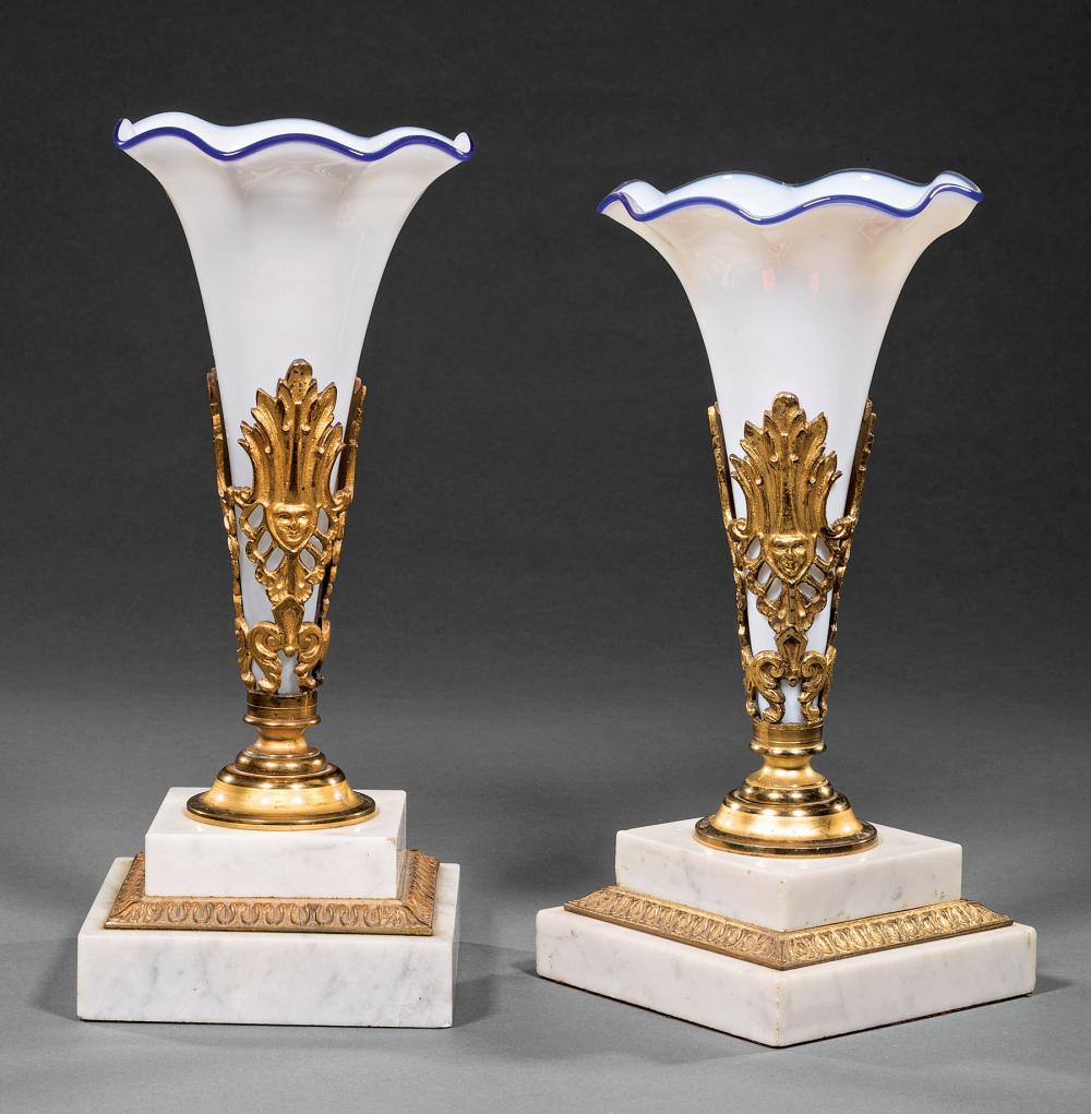 AMERICAN GILT BRONZE, OPALINE GLASS