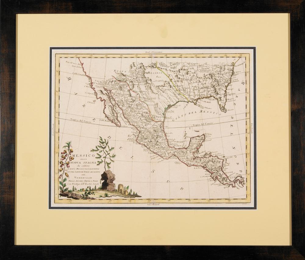 HAND-COLORED MAP OF MEXICO AND