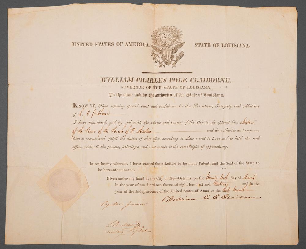 DOCUMENT SIGNED BY LOUISIANA GOV. CLAIBORNE[Appointment