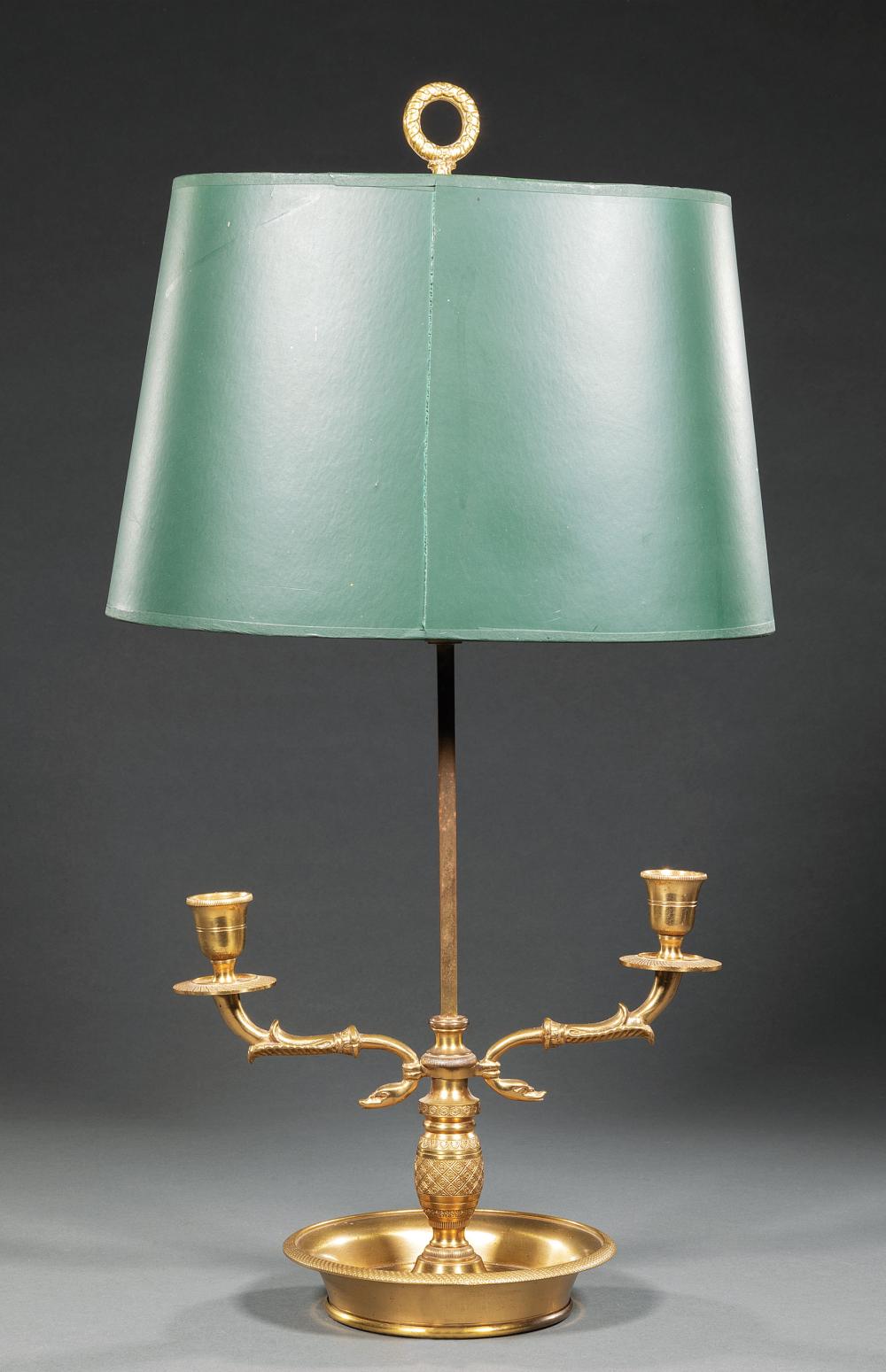 FRENCH BRASS TWO-LIGHT BOUILLOTTE