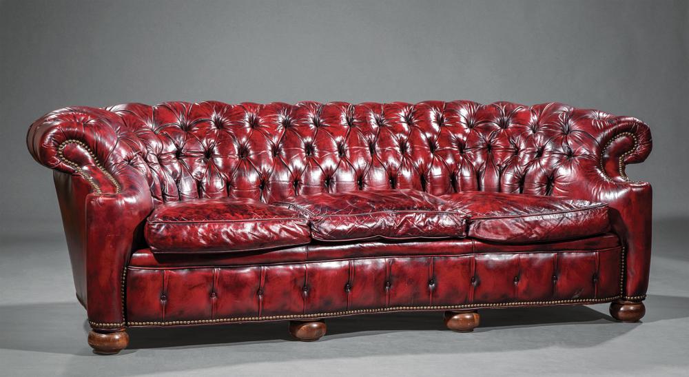 AMERICAN TUFTED LEATHER CHESTERFIELD