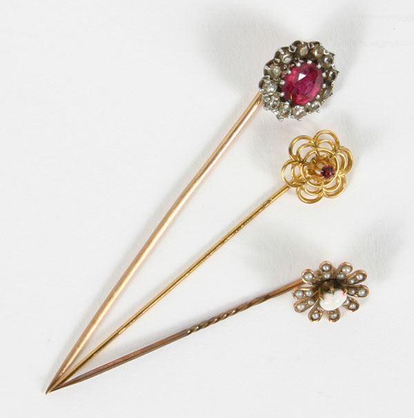 Lot of three Victorian stick pins in